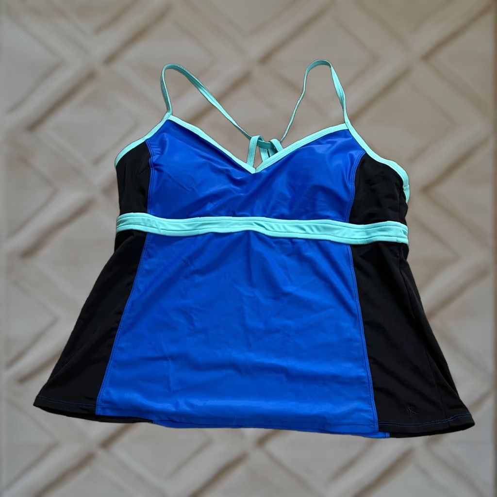 Vintage Danskin Tankini Swimwear Top Women XL Blue Padded Spaghetti Strap Beach Size XL / US 12-14 / IT 48-50 - 1 Thumbnail