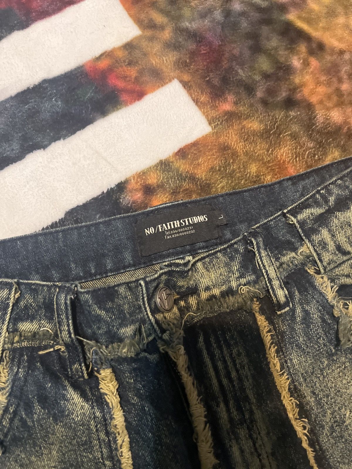 No Faith Studios No Faith Studios Green & Blue Flared Jeans Size US 31 - 3 Thumbnail
