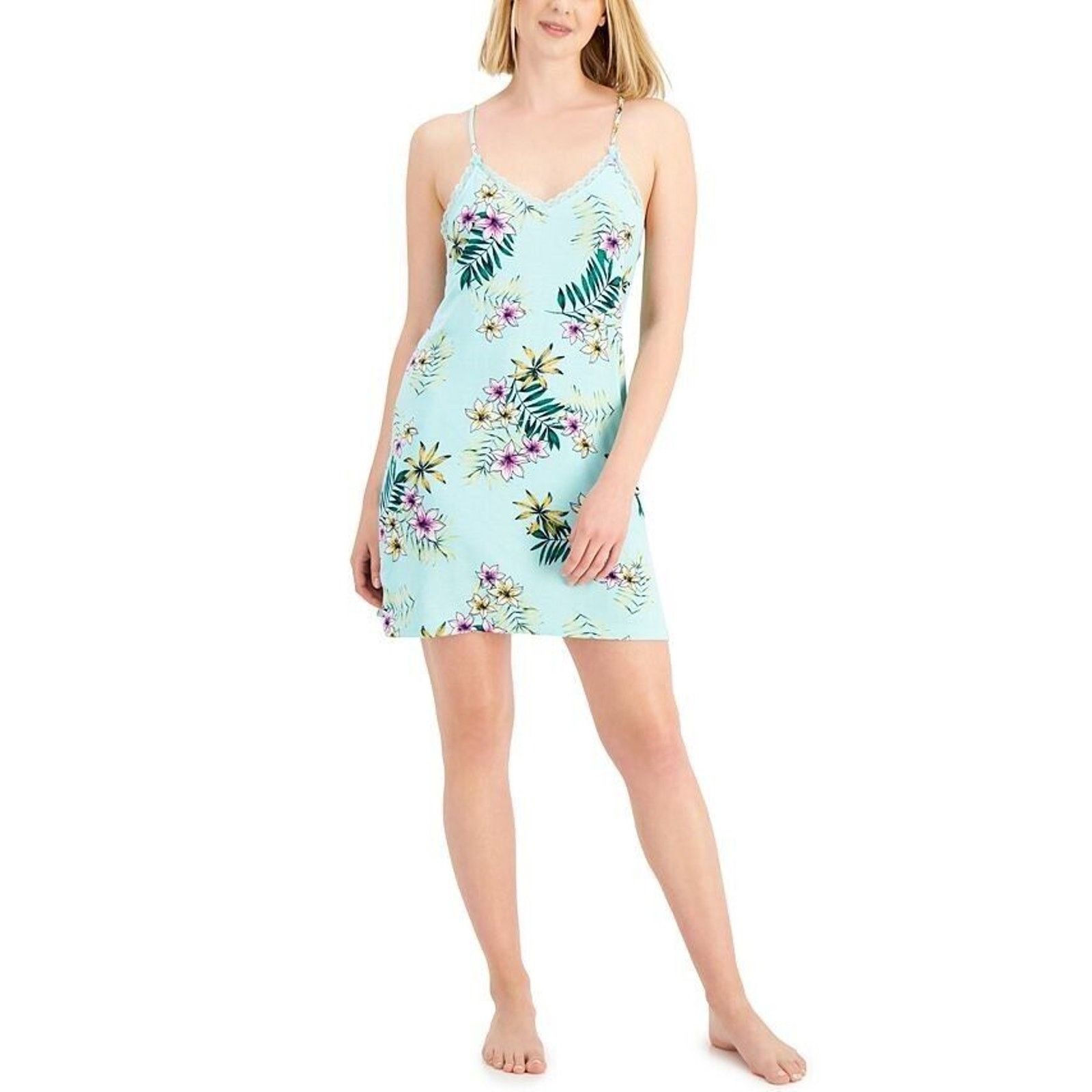 The Unbranded Brand I.N.C. Int Concepts Women Teal Lace Chemise Nightgown XS Size ONE SIZE - 1 Thumbnail