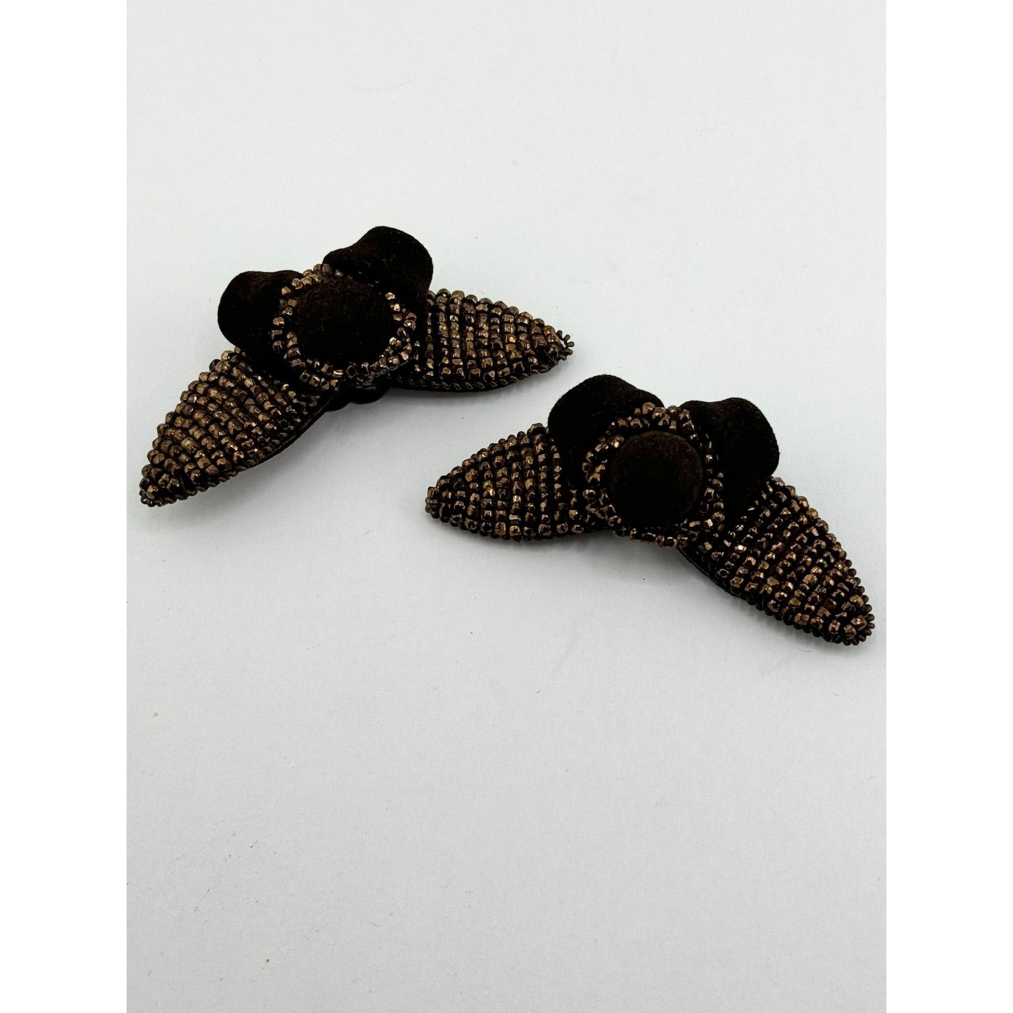 Vintage Vintage brown beaded floral shoe clips Size ONE SIZE - 3 Thumbnail