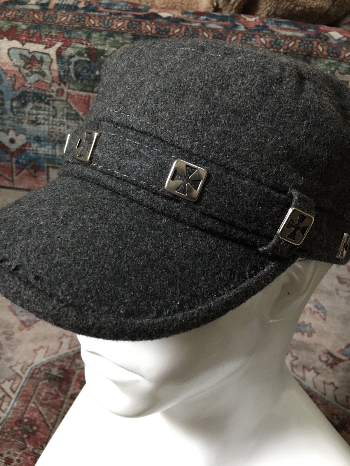 Japanese Brand Grey Spike Cross Cadet Hat Size ONE SIZE - 4 Thumbnail