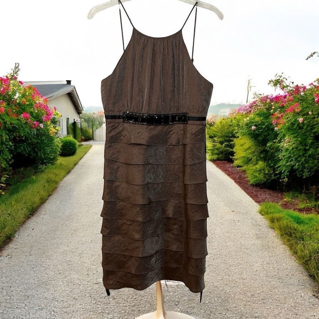 Vintage Y2K ABG Ruffled Tiered Shimmery Cocktail Prom Occasion Sz 10 Size L / US 10 / IT 46 - 1 Thumbnail