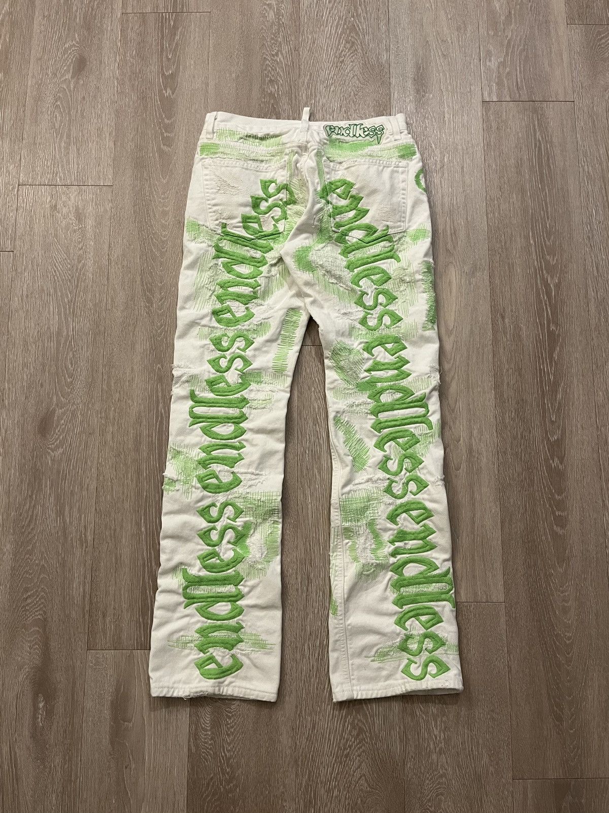Vlone Endless White/Green Denim Size US 31 - 3 Thumbnail