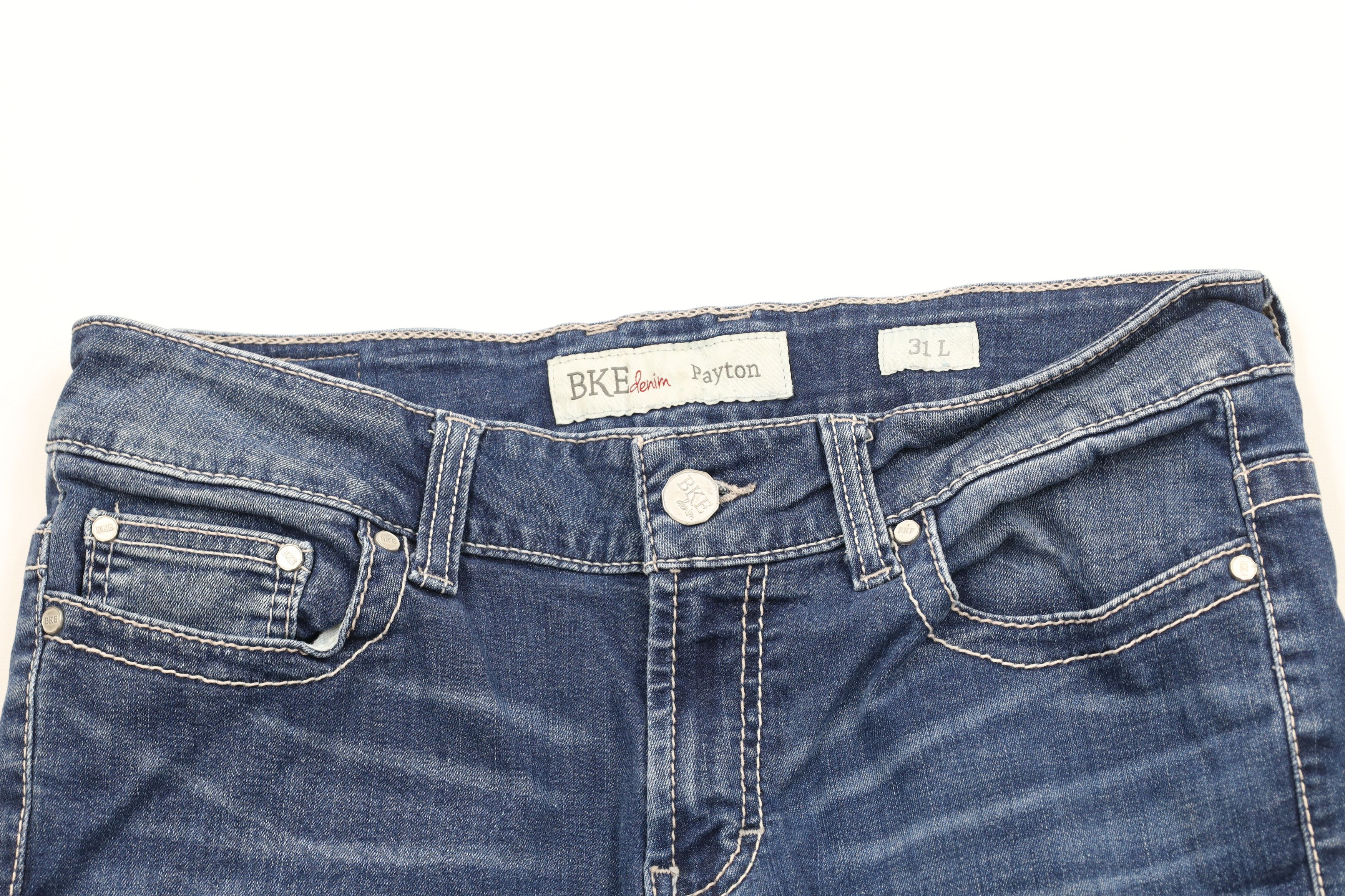 Vintage Buckle BKE Thick Stitch Cut Off Denim Jean Shorts Jorts Blue Size 31" - 2 Thumbnail
