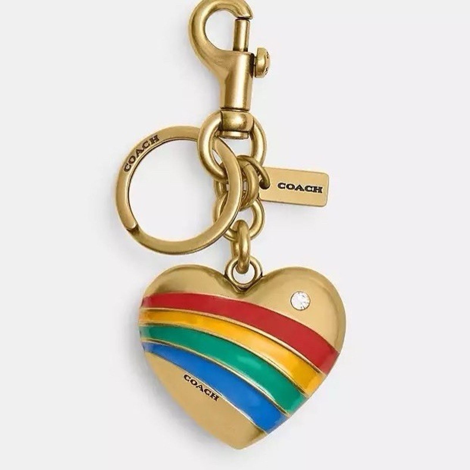 Coach NWT Coach Rainbow Heart Brass Bag Charm Keychain CAX71 Size ONE SIZE - 5 Thumbnail