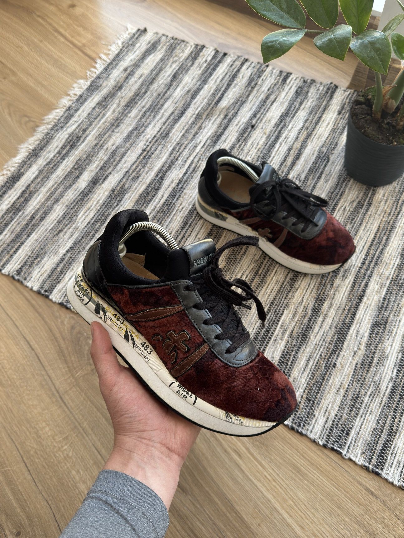 Premiata PREMIATA Woman’s Velour Burgundy Sneakers Shoes Size 37 Size US 6.5 / IT 36.5 - 4 Thumbnail