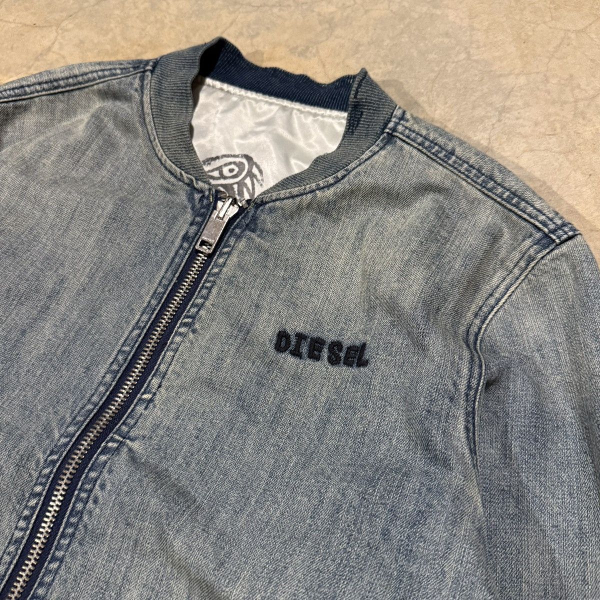 Diesel Vintage Diesel Faded Denim Reversible Bomber Jacket Grunge Size US L / EU 52-54 / 3 - 4 Thumbnail