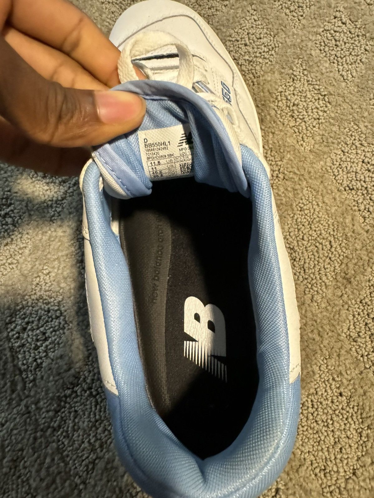 New Balance 550 UNC White University Blue Size US 11.5 / EU 44-45 - 6 Thumbnail