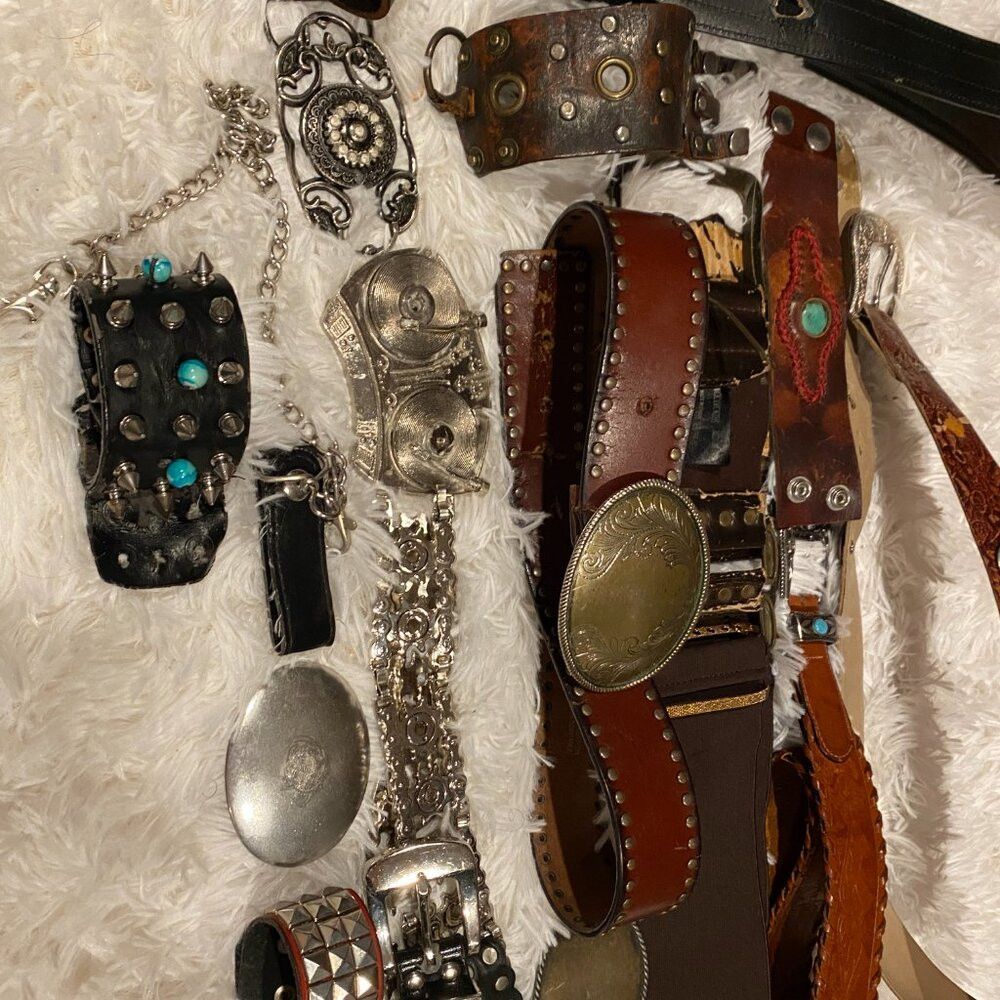 Other Vintage Lot of Leather Belts Accesories & Belt Buckles Cuff Size ONE SIZE - 9 Thumbnail