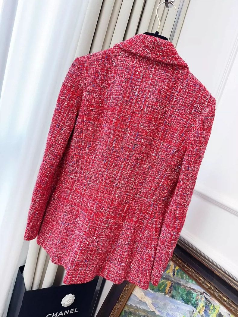 Chanel Chanel 19P early spring red tweed pearl buckle coat Size XXS / US 00 / IT 34 - 2 Thumbnail