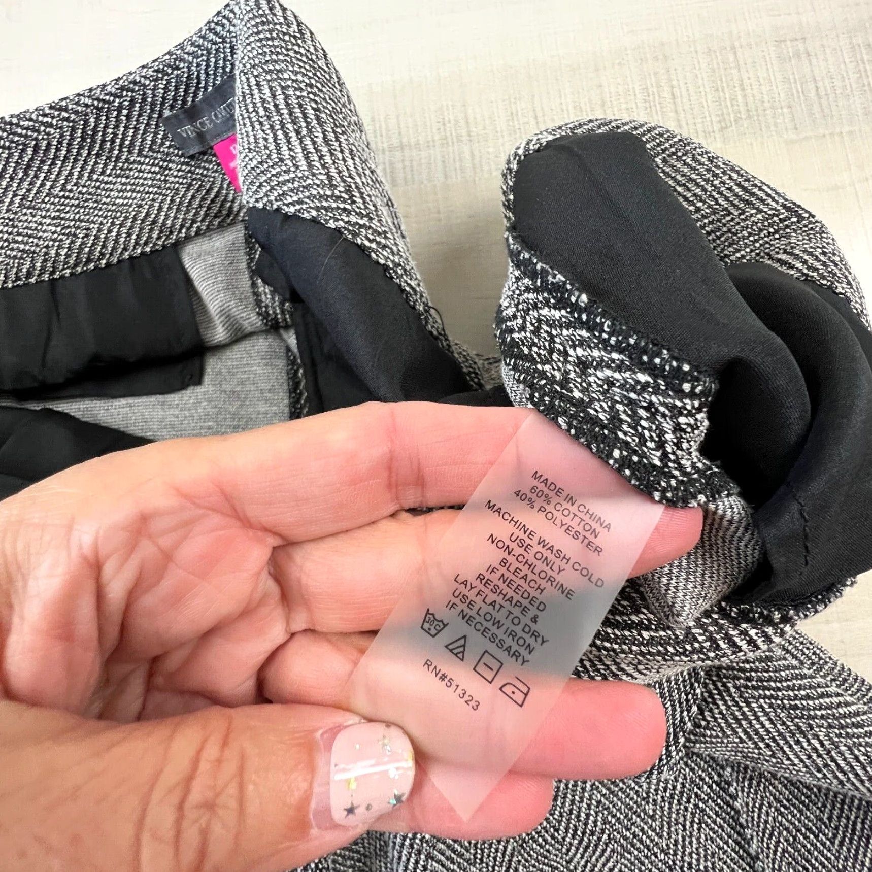 Vince Camuto Vince Camuto Womens Gray Herringbone Flat Front Tapered Leg Career Pants Size 12 Size 34" / US 12 / IT 48 - 5 Thumbnail