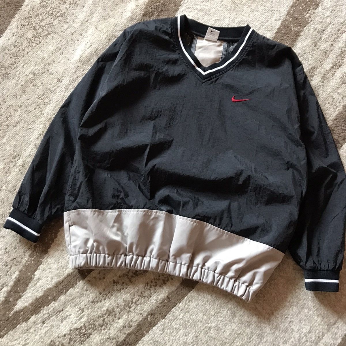 Nike × Vintage Vintage Y2K Nike Heavy Nylon Drill Black Sweatshirt size S/M Size US S / EU 44-46 / 1 - 3 Thumbnail