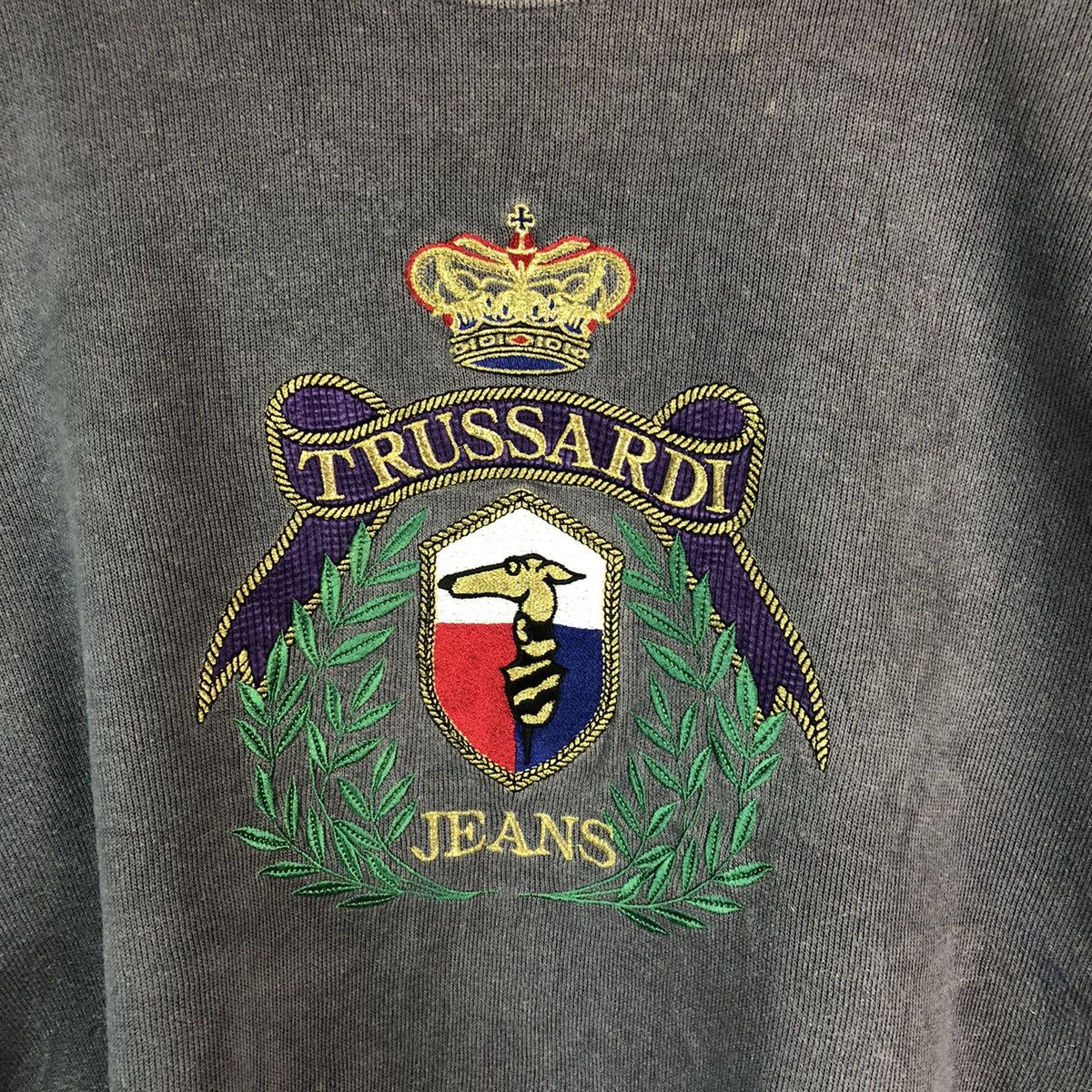 Trussardi Vintage Trussardi Jeans big logo Dark Blue Sweatshirt #A1943 Size US L / EU 52-54 / 3 - 9 Thumbnail
