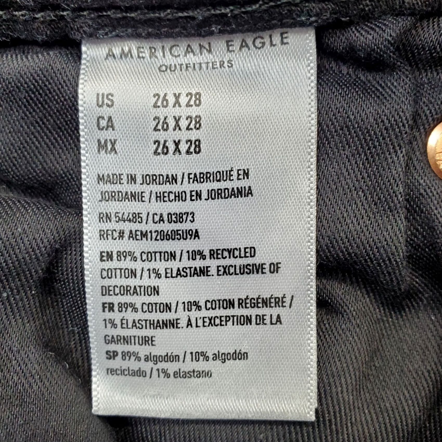 American Eagle Outfitters Womens American Eagle Outfitters Jeans 26 Straight-Leg Black Denim - 5-Pocket, Regular Fit, Inseam 25.5", Dark Wash, Streetwear Size 26" / US 2 / IT 38 - 7 Thumbnail