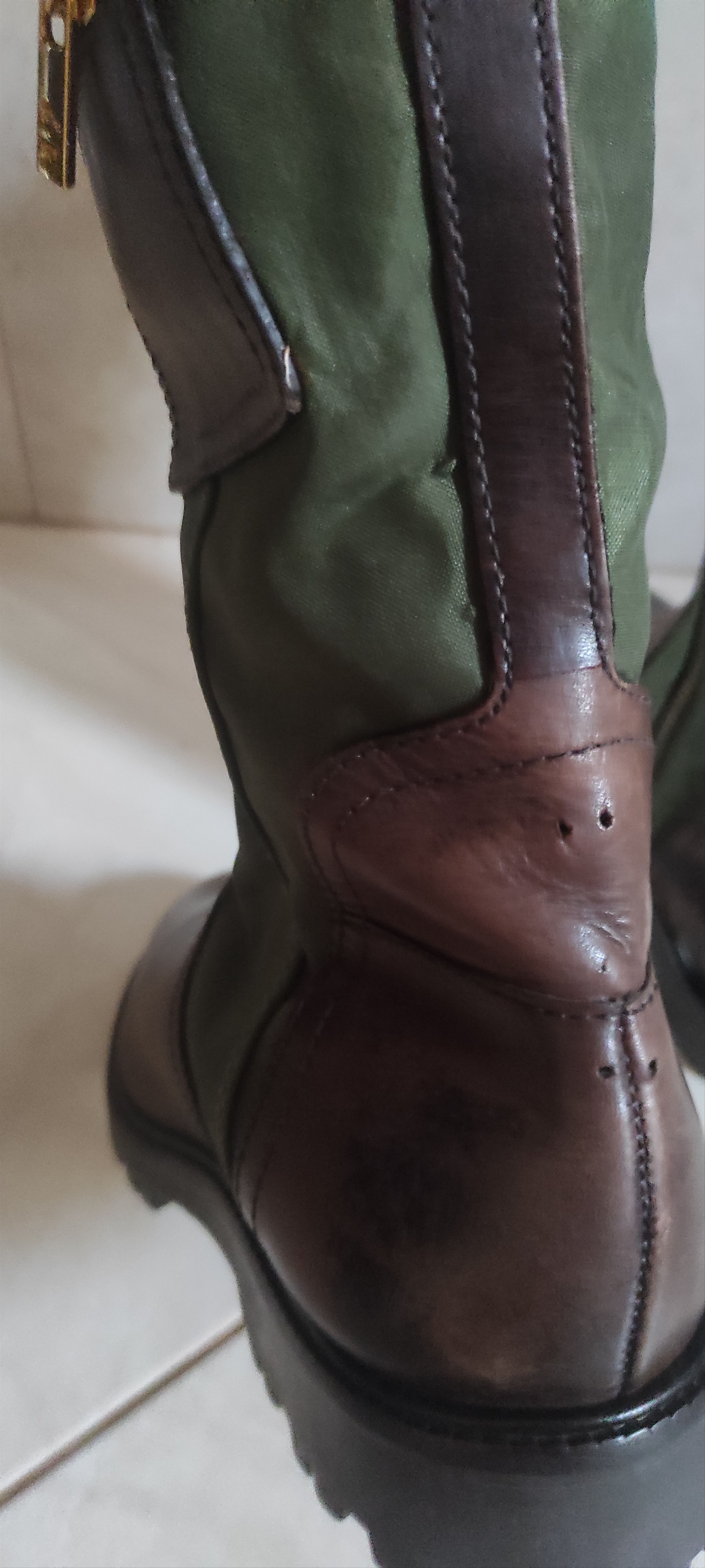 Tory Burch Tory Burch Military Green & Brown Leather Riding Boots. Size US 7.5 / IT 37.5 - 20 Thumbnail