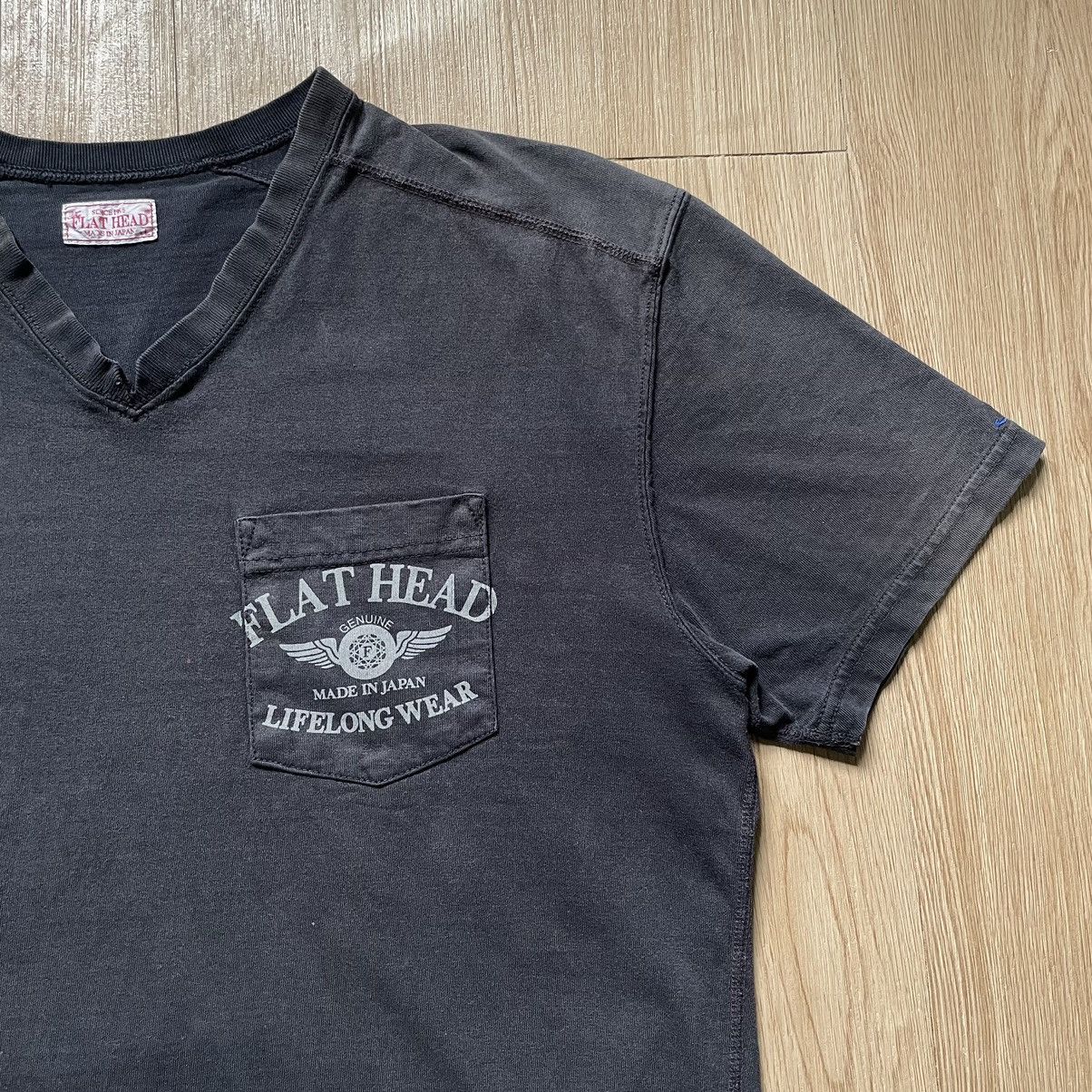 The Flat Head RARE Faded 🇯🇵 2000s The Flat Head Pocket Tee shirt V-neck Size US S / EU 44-46 / 1 - 4 Thumbnail