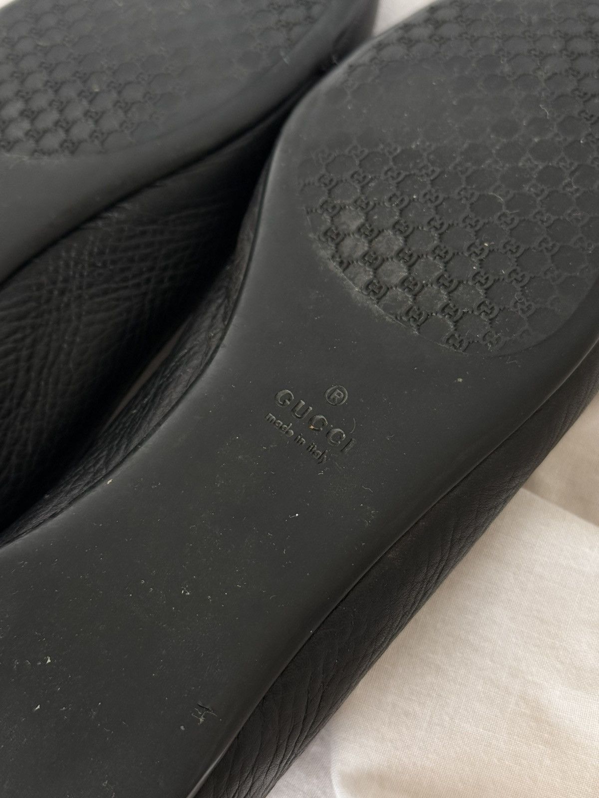 Gucci Gucci Black Leather Ballet Flats Metal Plaque Size US 7 / IT 37 - 11 Thumbnail