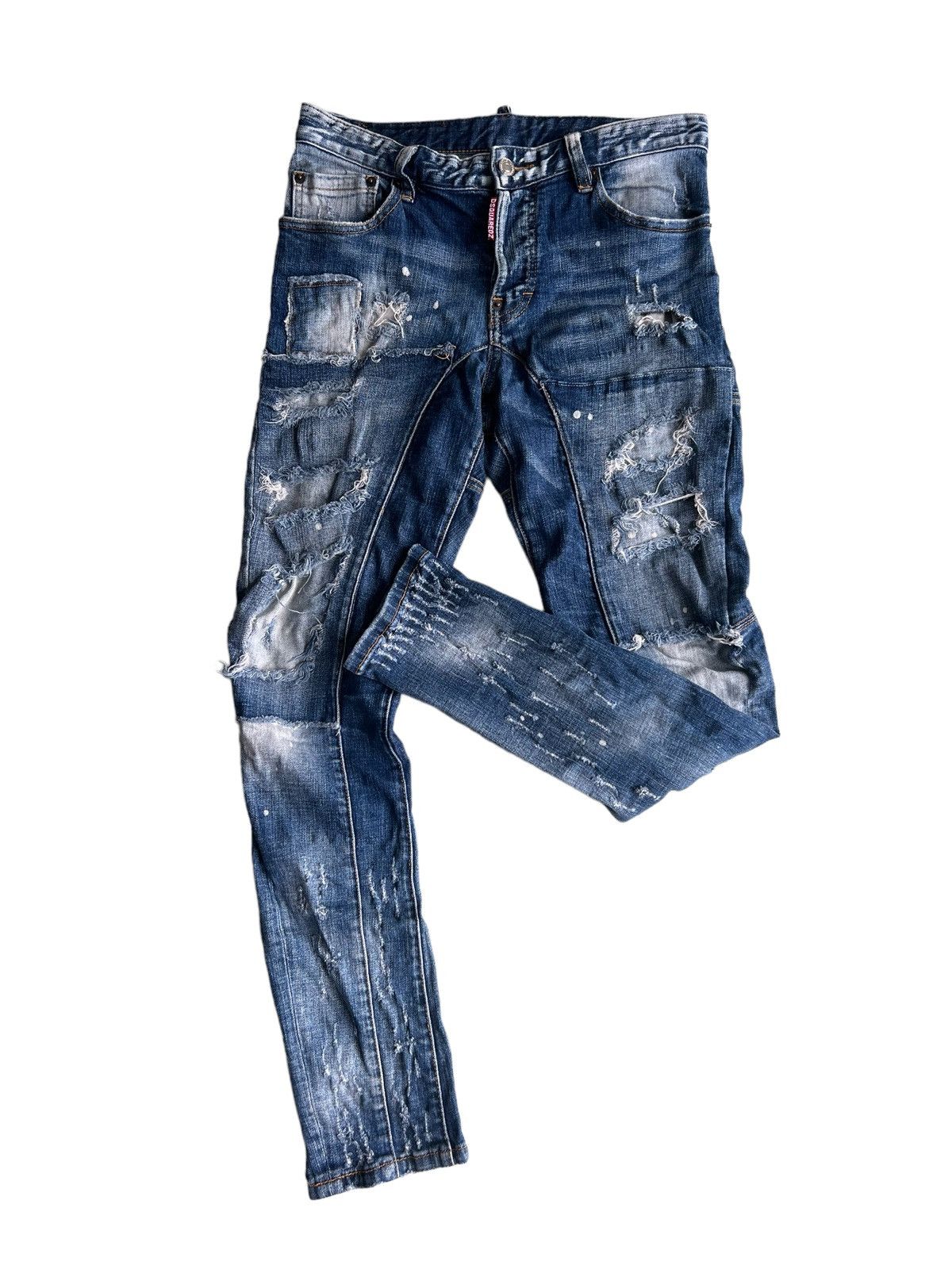 Dsquared2 × Purple DSQUARED2 Beautiful Patchwork Distressed Skinny Biker Jean Size US 29 - 1 Thumbnail
