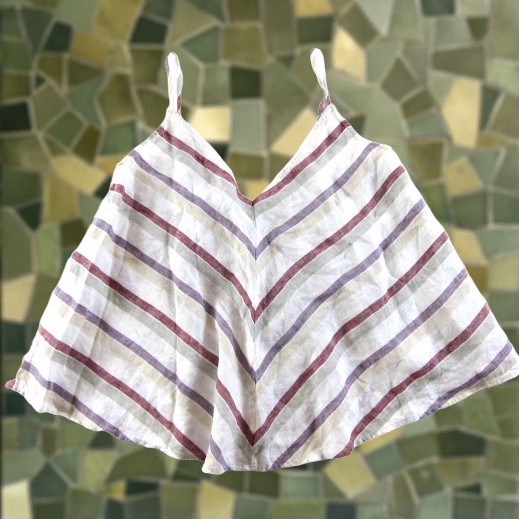 Madewell Madewell White Purple Red Ivory Stripe V-Neck Tank Top Blouse Small Size S / US 4 / IT 40 - 1 Thumbnail