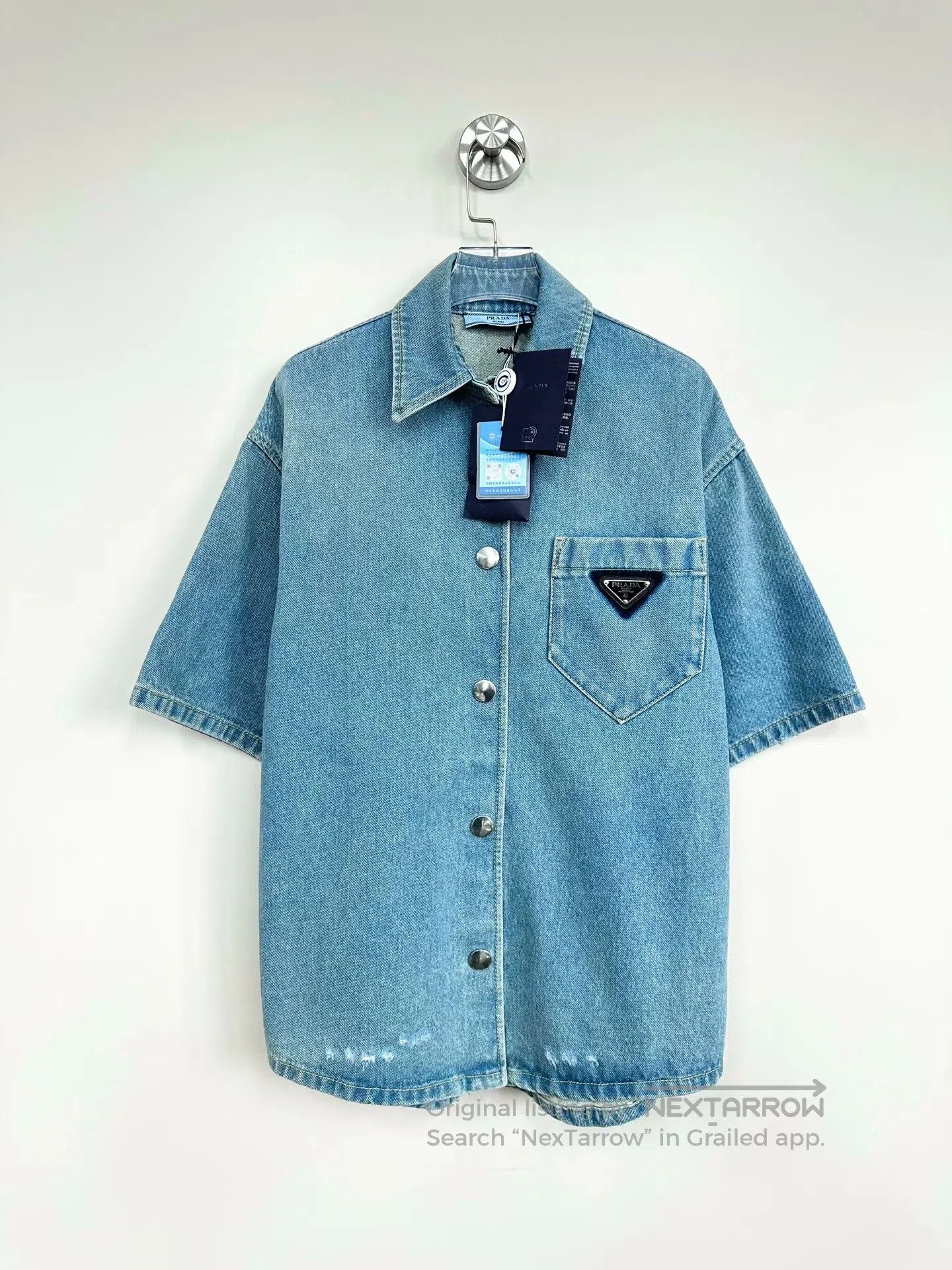 Prada Prada Blue Classic Triangle Logo Pocket Short Sleeve Jacke Size XS / US 0-2 / IT 36-38 - 1 Thumbnail