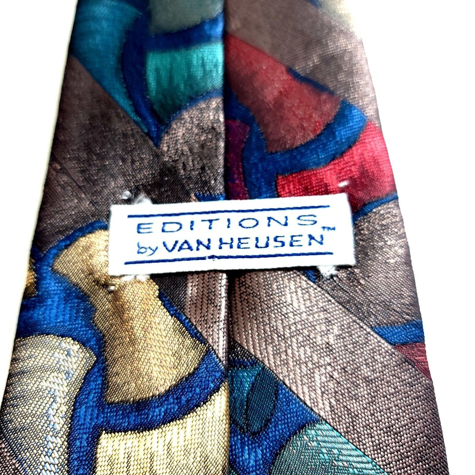 Van Heusen Van Heusen Editions Polyester Silk Brown Teal Metallic Print Size ONE SIZE - 3 Thumbnail