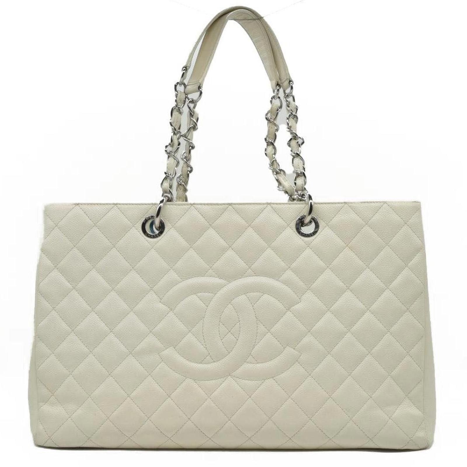 Chanel $3500 Chanel Caviar Quilted XL Grand Shopping Tote GST White Size ONE SIZE - 1 Thumbnail