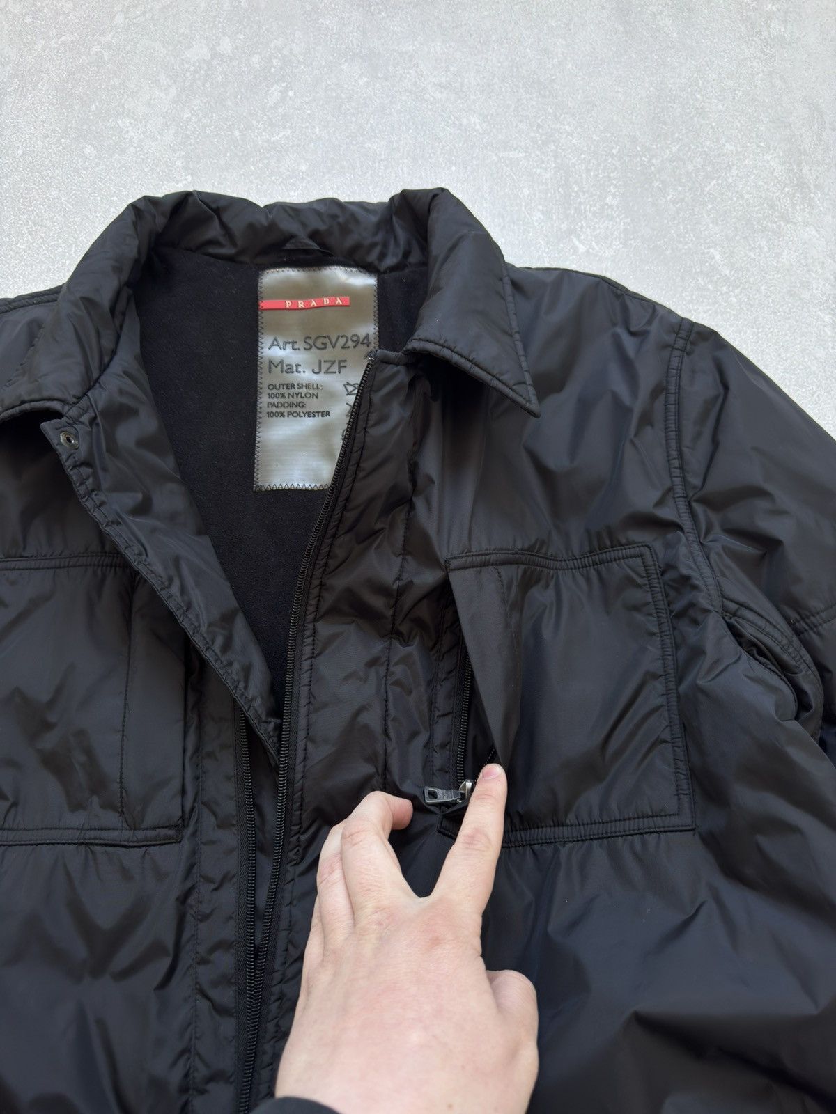 Prada × Vintage Vintage Prada Nylon Red Tab Black Jacket Pocket Fleece 00s Size US L / EU 52-54 / 3 - 9 Thumbnail