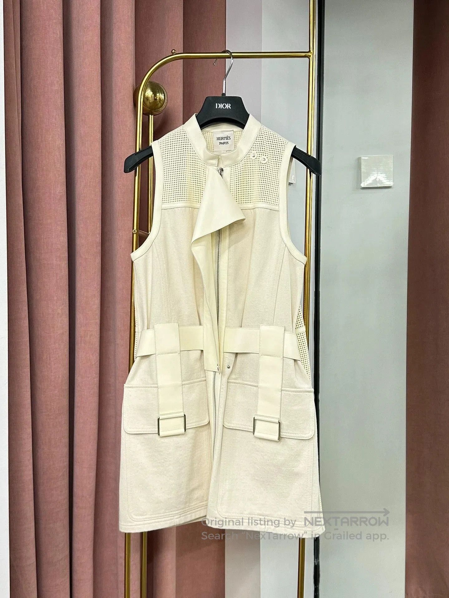 Hermes Hermes White Sleeveless Sheepskin Dress. Size M / US 6-8 / IT 42-44 - 1 Thumbnail