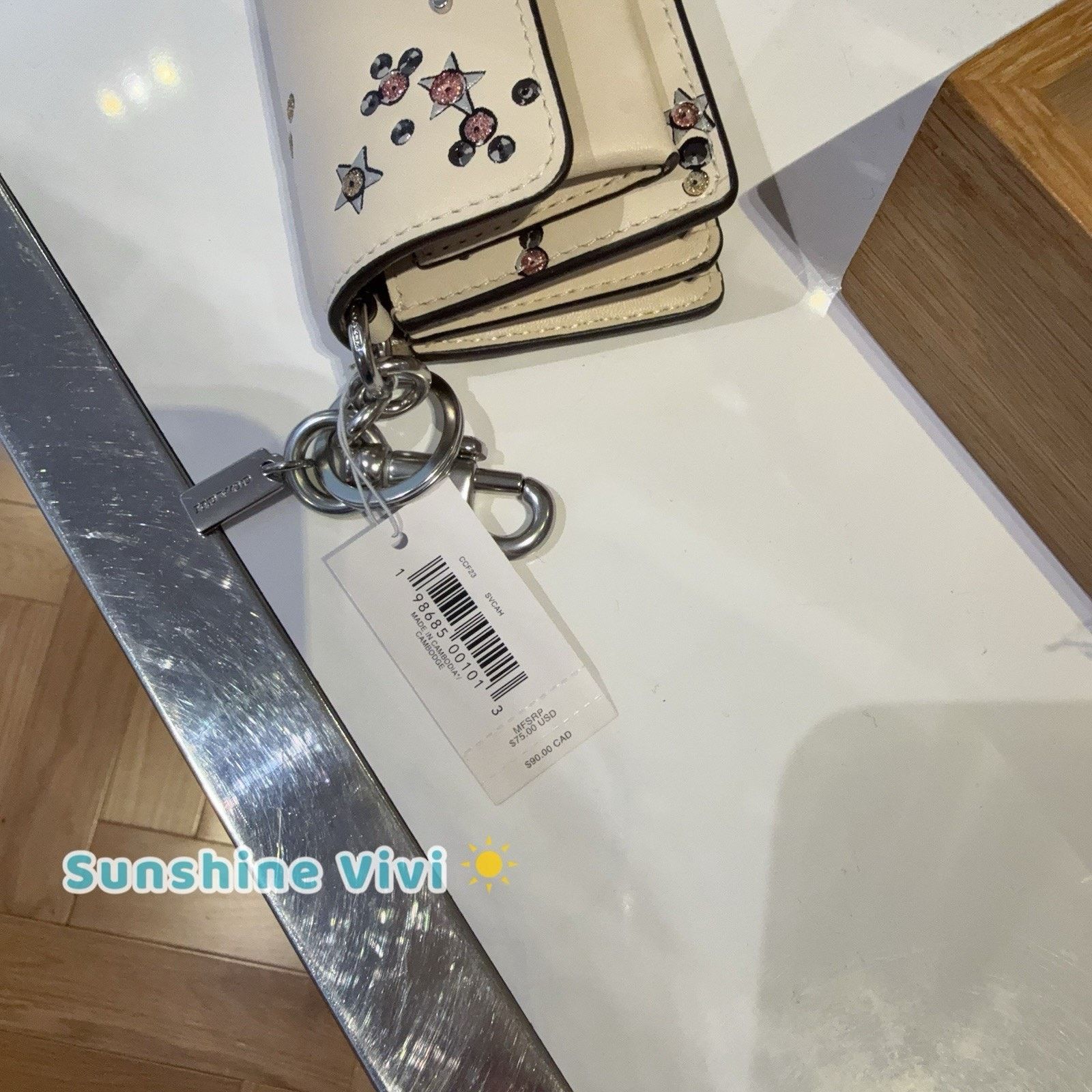 Coach NWT Coach Klare Bag Charm With Star Print CCF23 Silver Chalk Size ONE SIZE - 2 Thumbnail