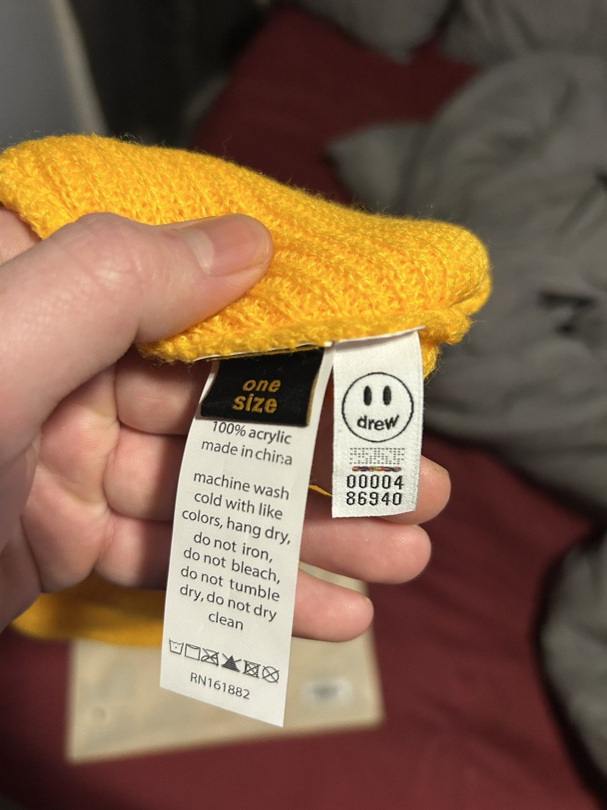 Drew House Drew House super soft rib beanie yellow Size ONE SIZE - 3 Thumbnail