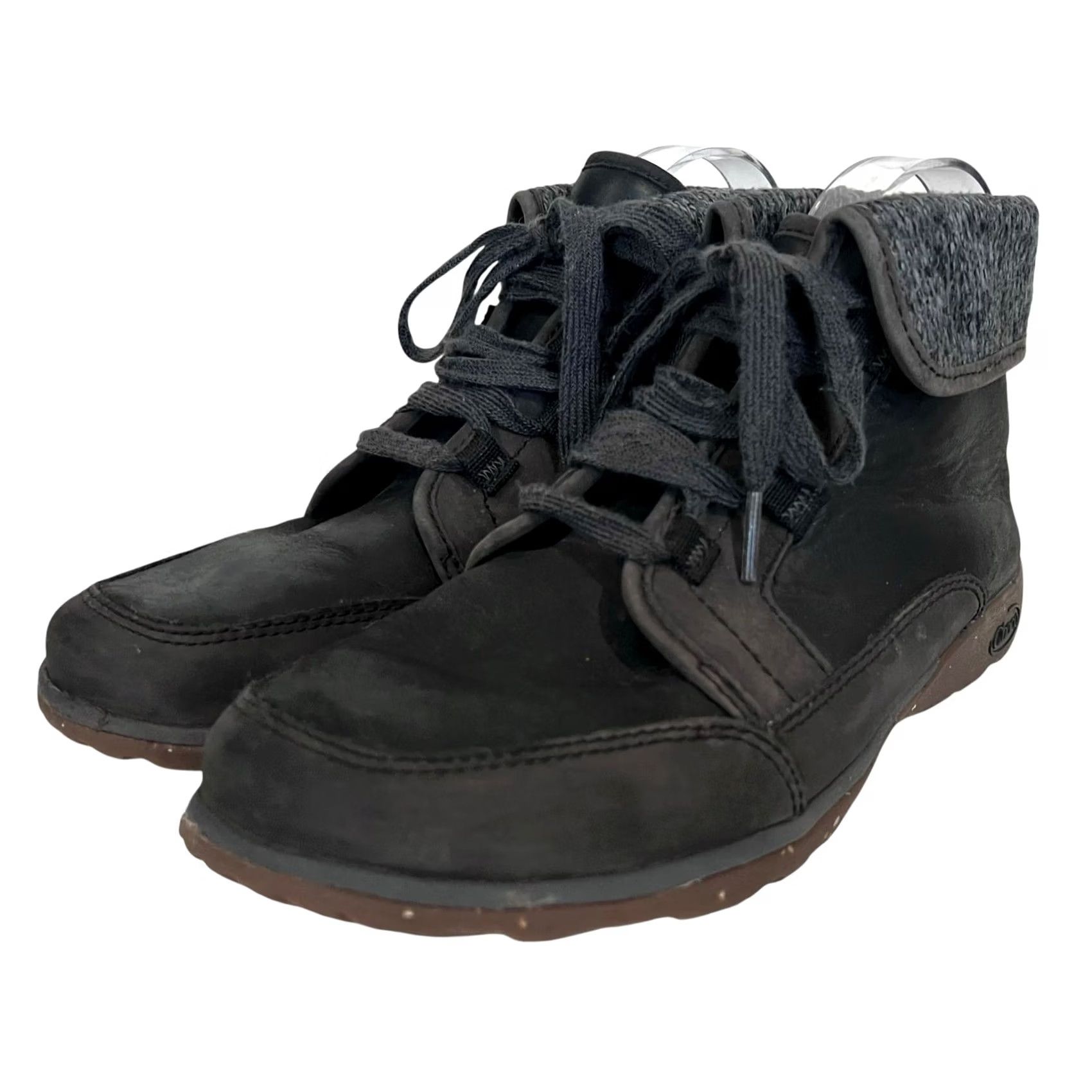 Chaco Chaco Barbary Waterproof Leather Boots Women 7.5 Dark Gray Black Chelsea Lace Up Foldover Gorpcore Outdoor Fall Spring Winter Casual Activewear Travel Size US 12 / IT 42 - 2 Thumbnail