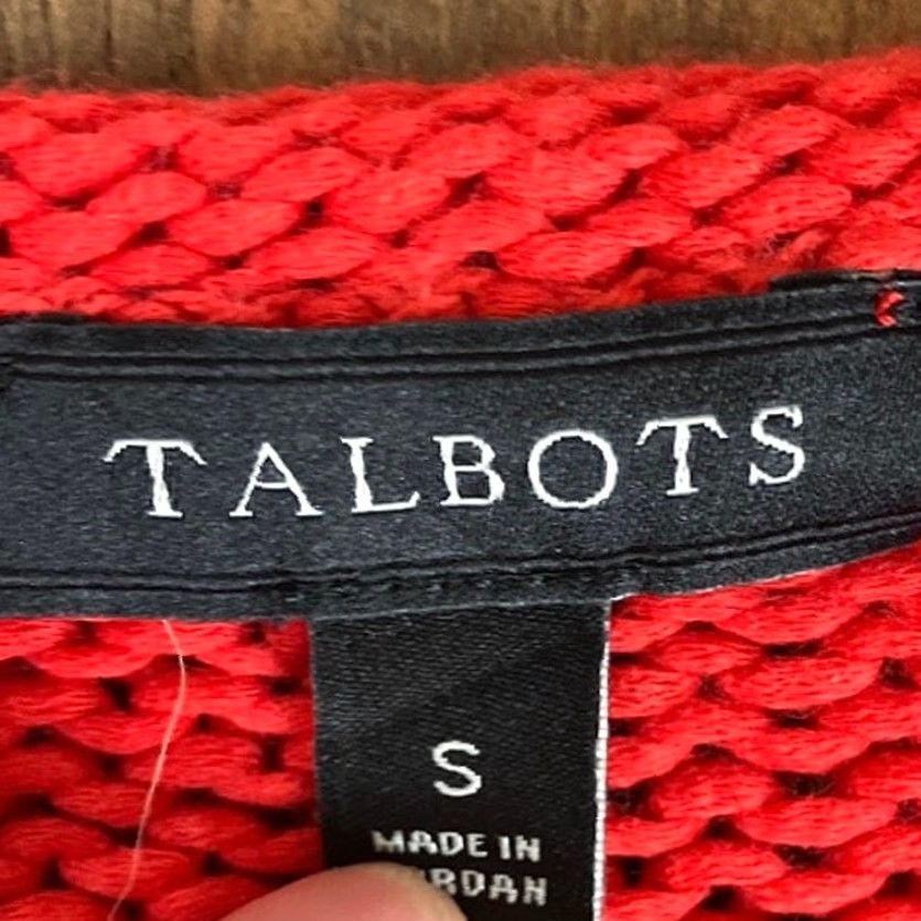 Talbots Talbots Womens Sweater Red Open Knit Diamond Pattern Small Crew Neck Knit Cotton Blend Open-Knit Casual Womens Size S / US 4 / IT 40 - 6 Thumbnail