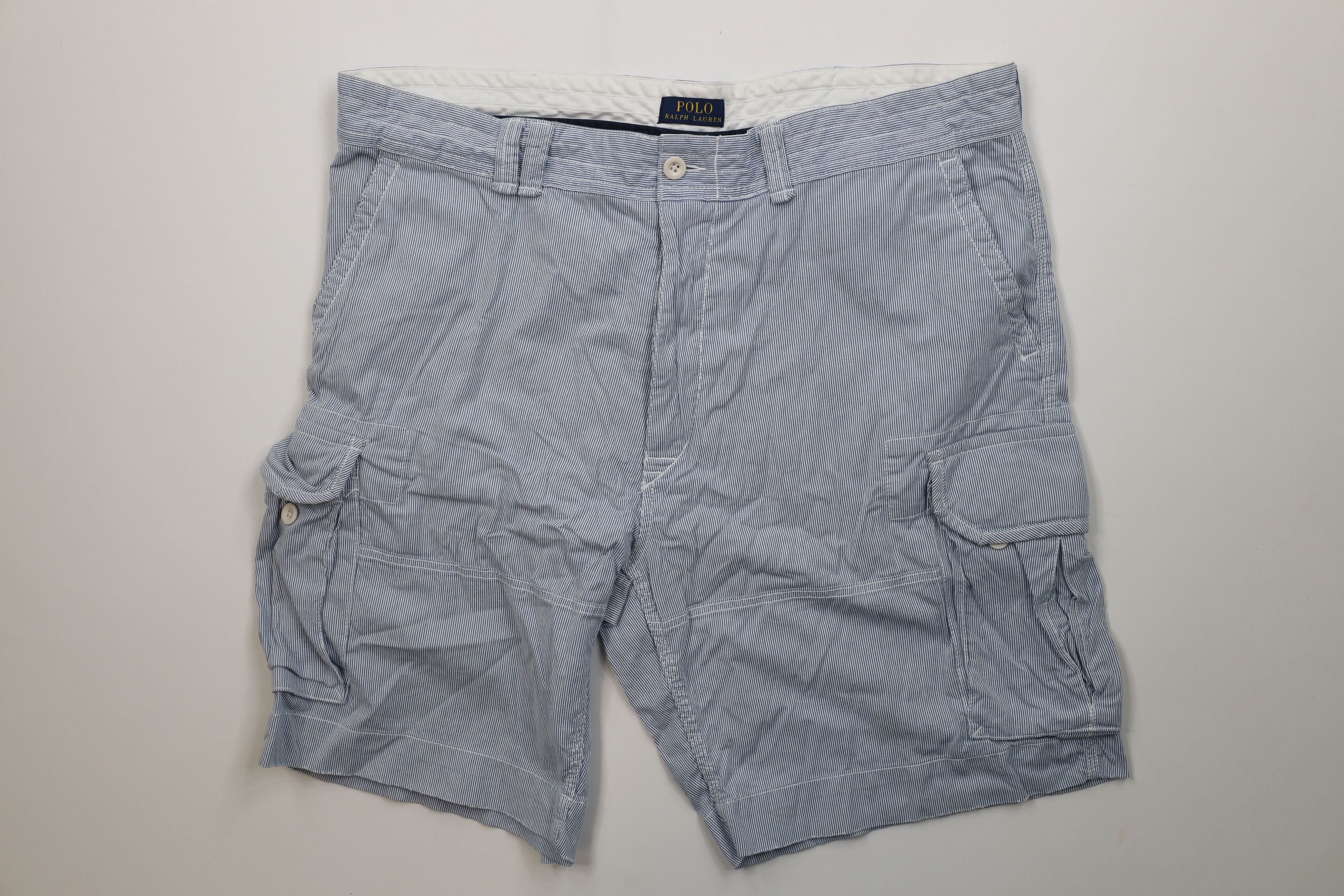 Ralph Lauren Vintage Ralph Lauren Hickory Striped Cargo Shorts Cotton Size US 43 - 1 Thumbnail