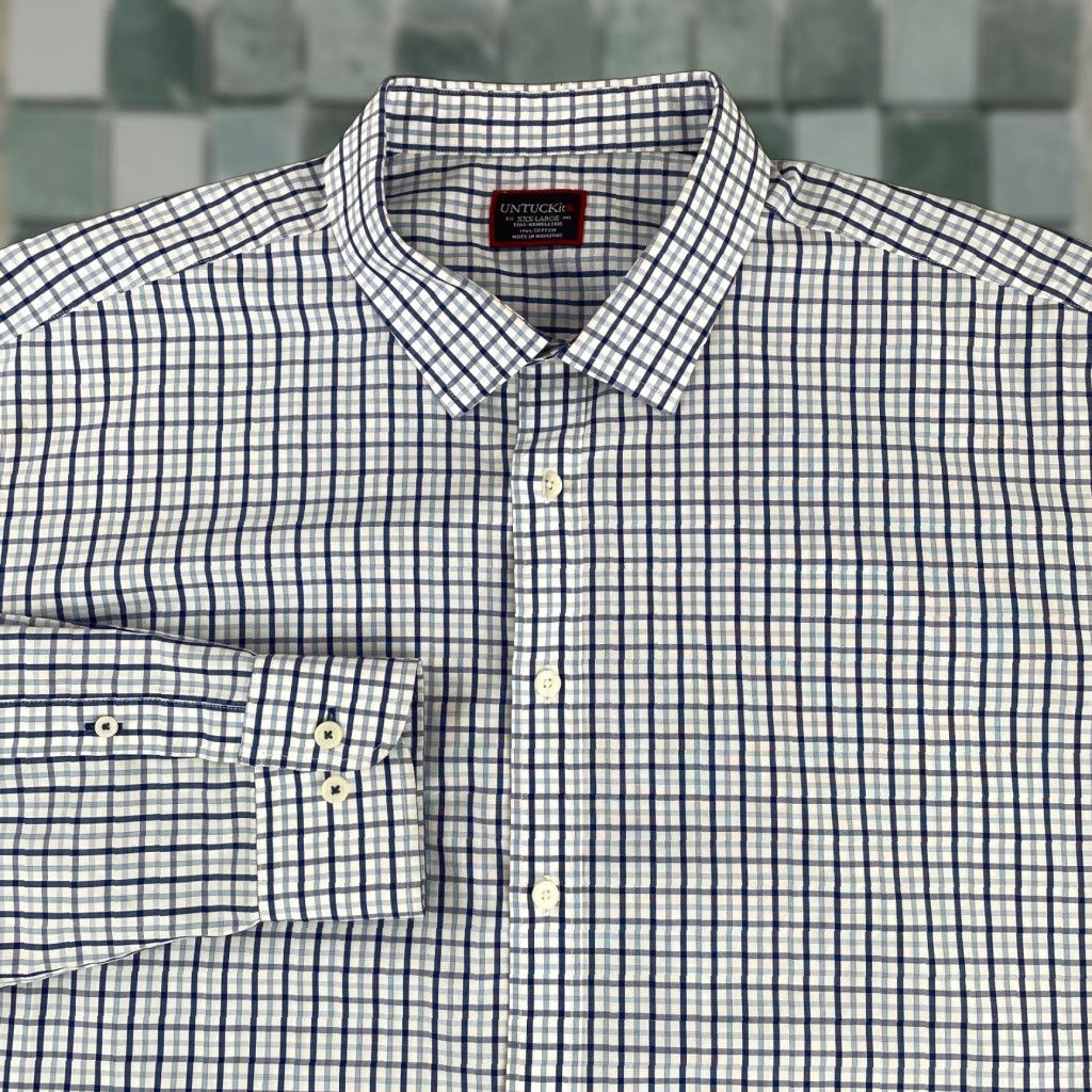 UNTUCKit UNTUCKit Ruffino Shirt Men 3XLT Tall Blue Plaid Wrinkle Free Long Sleeve Preppy Shirt Size US XXL / EU 58 / 5 - 1 Thumbnail