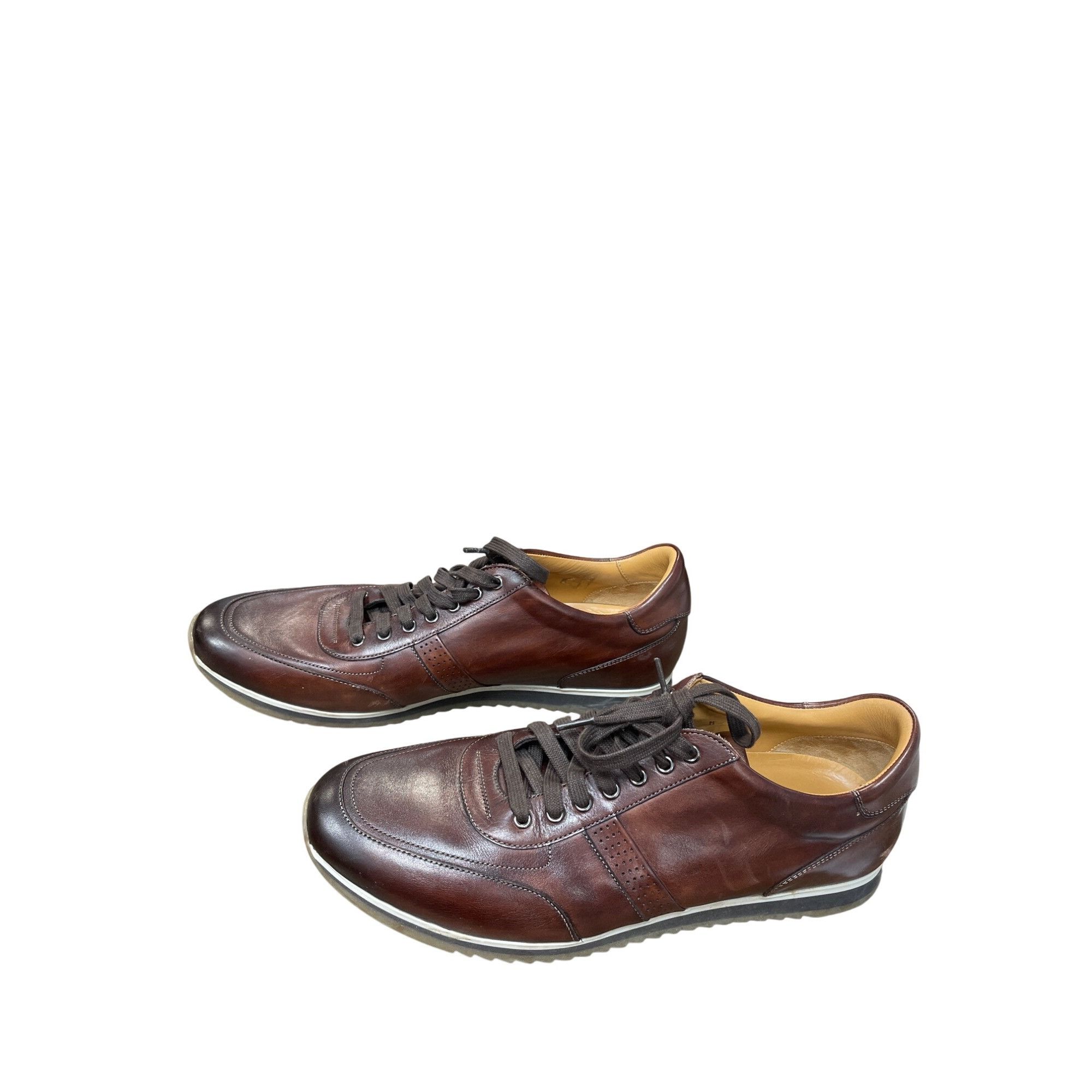 Magnanni Magnanni Mens brown luxury Portugal made leather sneakers si Size US 11 / EU 44 - 3 Thumbnail