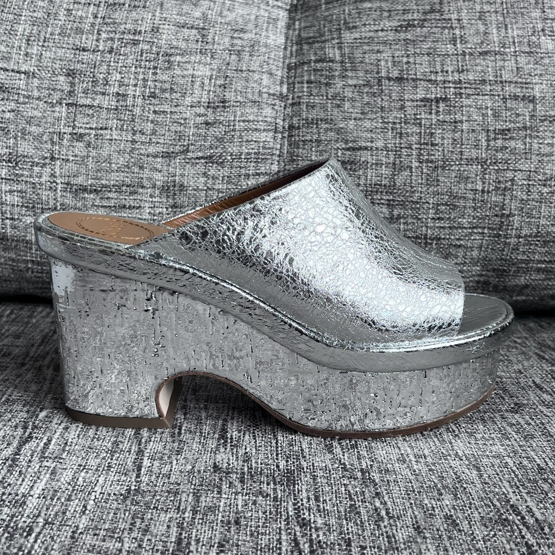 Chloe Chloé Oli 45MM Metallic Leather Platform Mules, Size IT38 Size US 8 / IT 38 - 5 Thumbnail