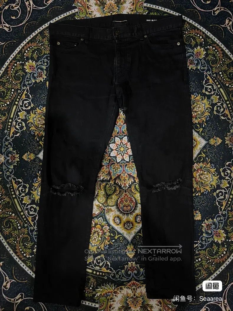 Saint Laurent Paris Saint Laurent Paris Black Mud-Dyed Frayed Denim Pants Size US 34 / EU 50 - 1 Thumbnail