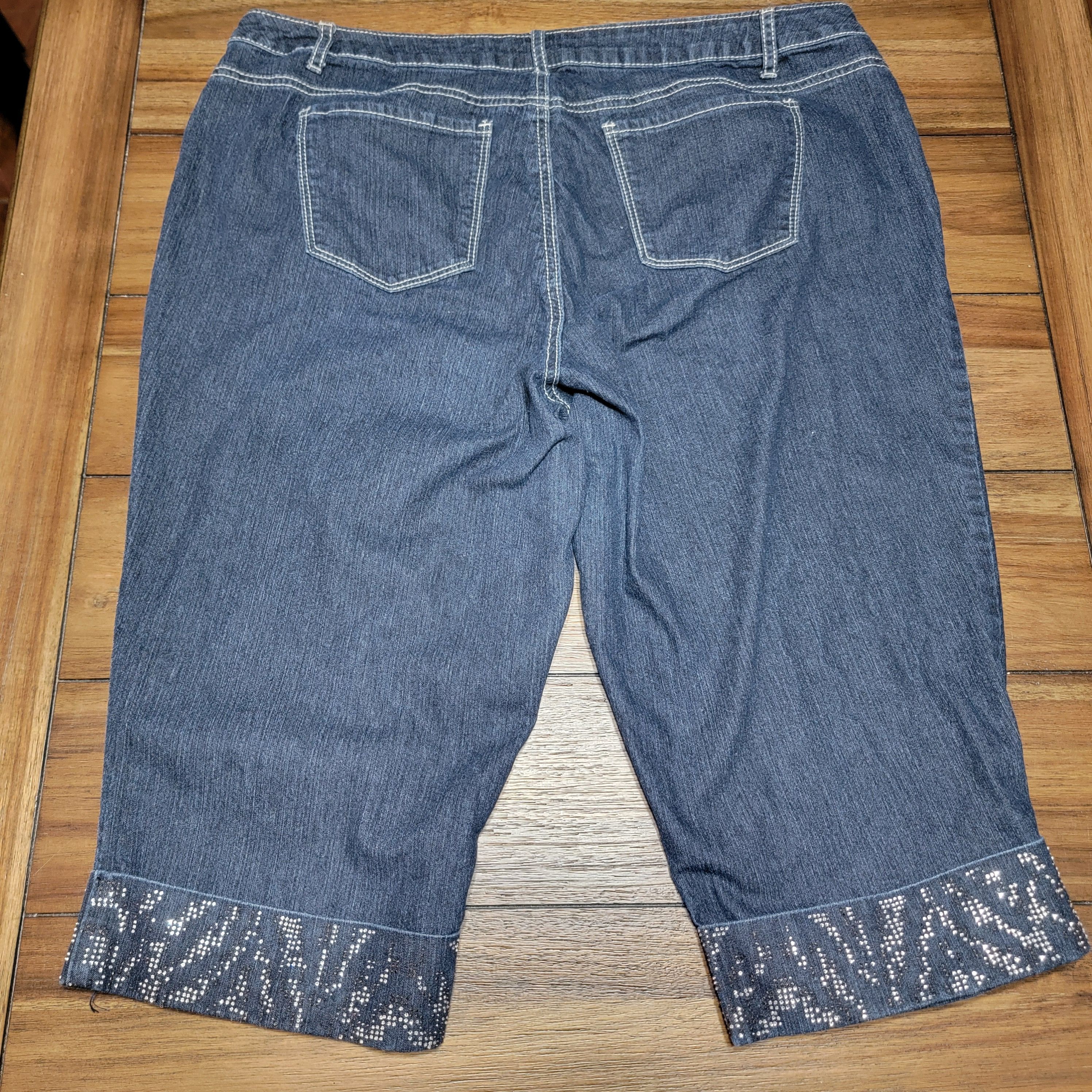 Other Baccini Dark Blue Denim Capris w/ Bling Cuffs - Size 18W Size 41" - 4 Thumbnail