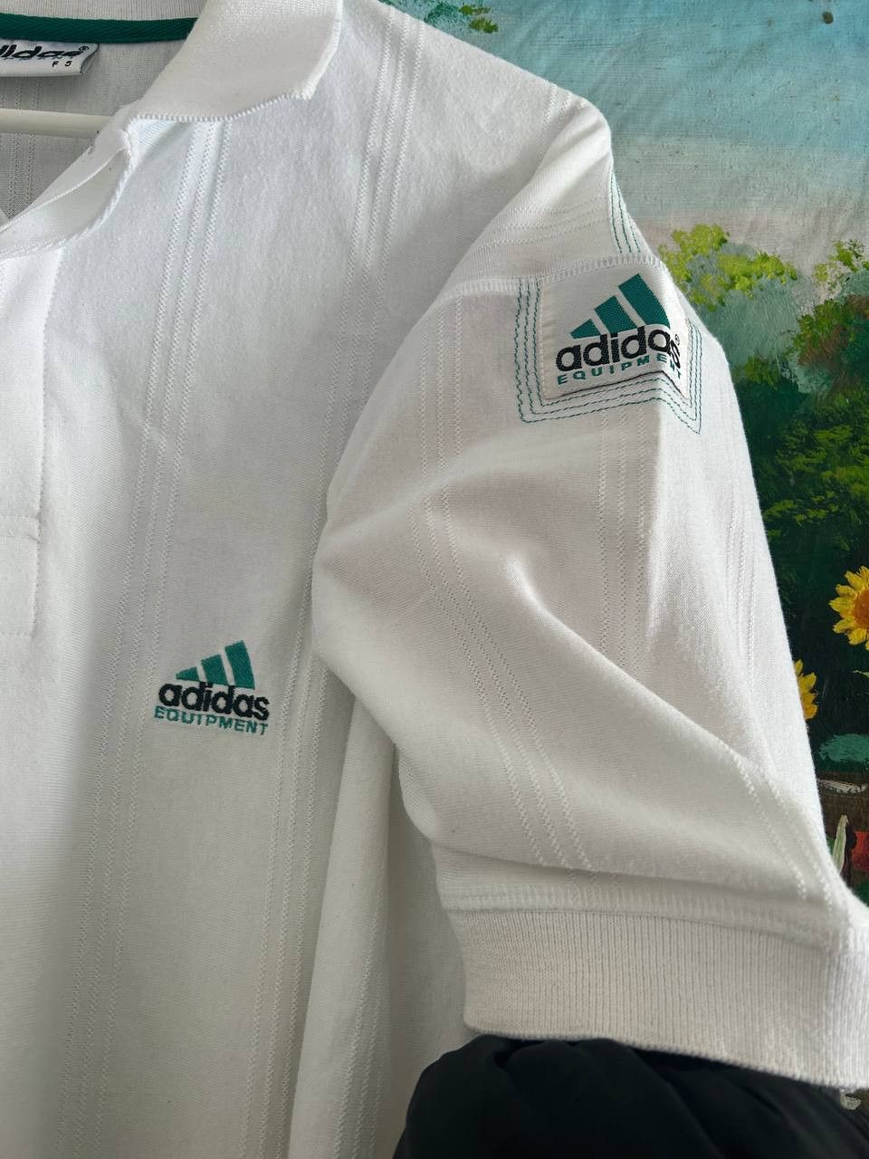 Adidas Vintage Adidas Equipment Polo Shirt White Green EQT 90s Size US L / EU 52-54 / 3 - 3 Thumbnail