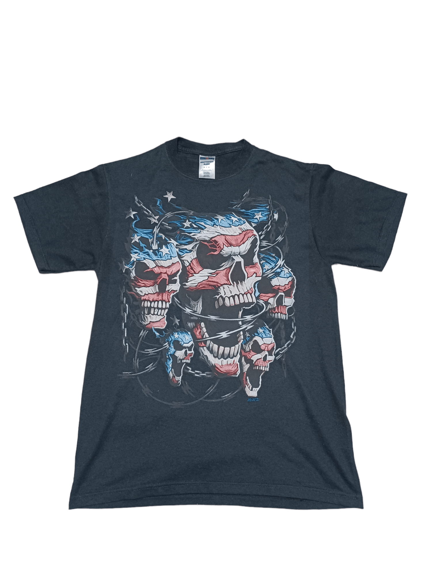 Jerzees 2008 VINTAGE JERZEES SKULLS AMERICAN FLAG BANNER TEE Size US M / EU 48-50 / 2 - 1 Thumbnail