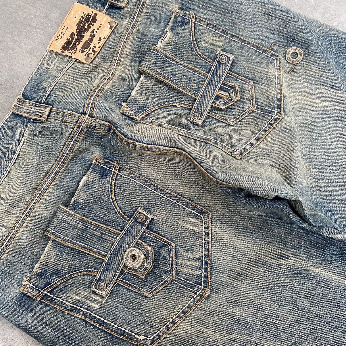 Le Grande Bleu (L.G.B.) VINTAGE DEPARTED LA NATURALLY DISTRESSED JEANS Size US 31 - 3 Thumbnail