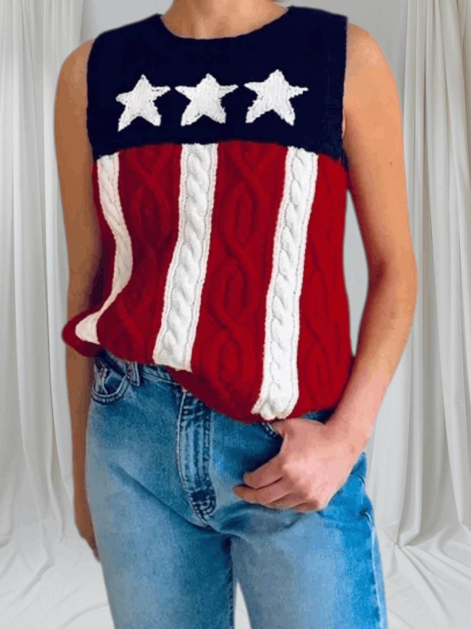 Tommy Hilfiger Vintage Tommy Hilfiger Cable Knit American Sweater Vest Size M / US 6-8 / IT 42-44 - 2 Thumbnail