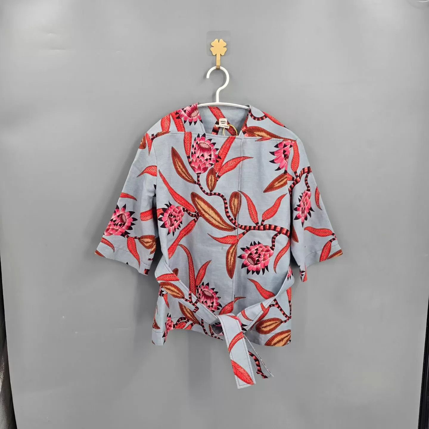 Hermes Hermès Blue Tropical Floral Cotton-Linen Jacket 36 Size XS / US 0-2 / IT 36-38 - 1 Thumbnail