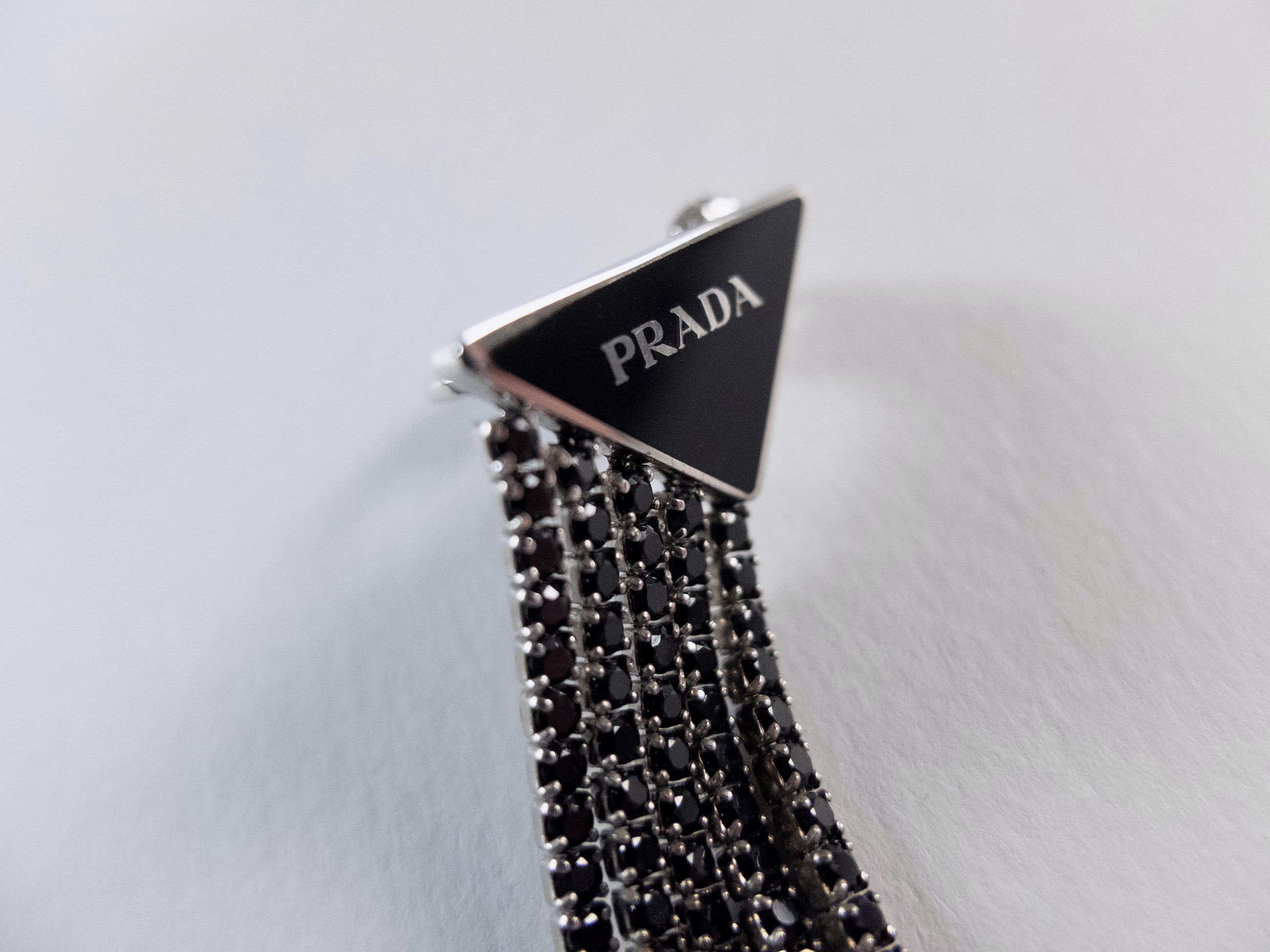 Prada PRADA Symbole Pendant black logo plaque clip on earring Size ONE SIZE - 4 Thumbnail