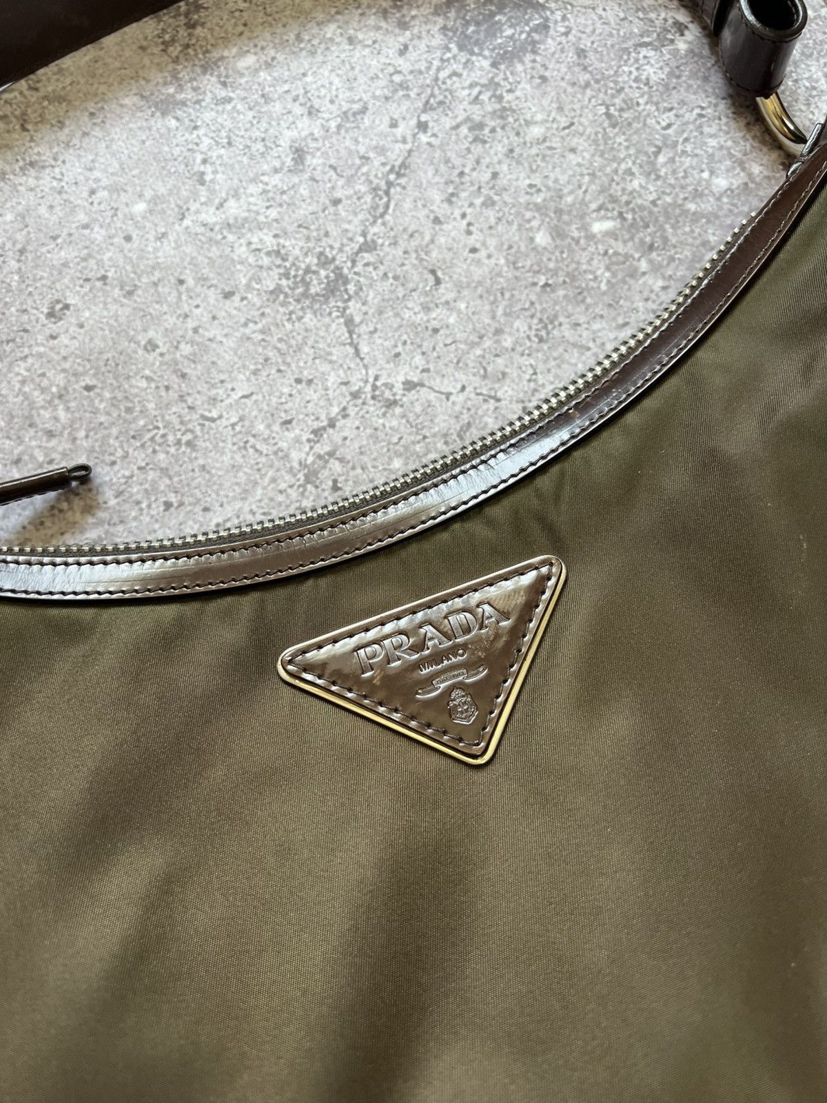 Prada Nylon Mini Shoulder Bag Khaki Green