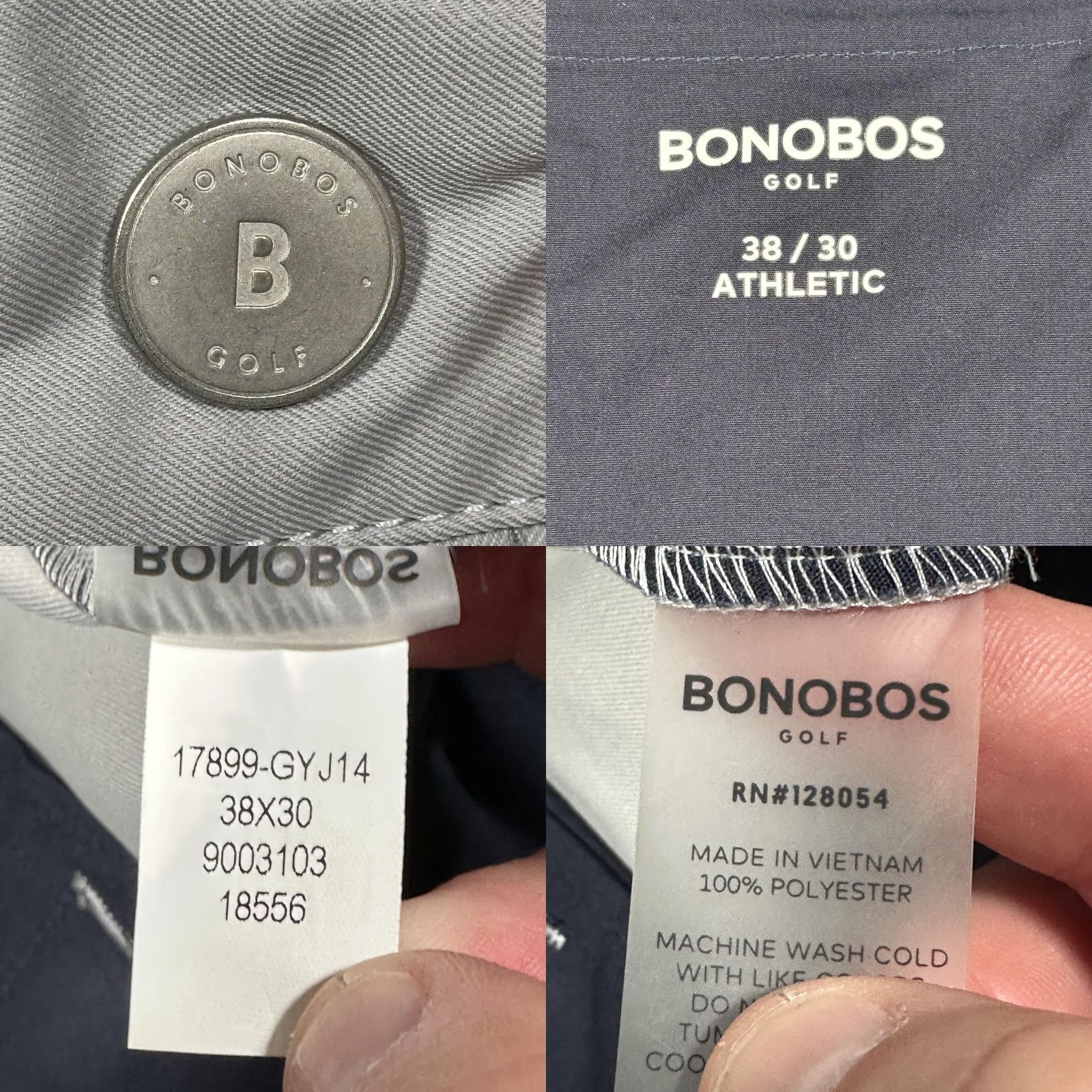Bonobos Bonobos Golf Pants Mens 38x30 Gray Athletic Fit Performance Stretch Polyester Size US 38 / EU 54 - 8 Thumbnail