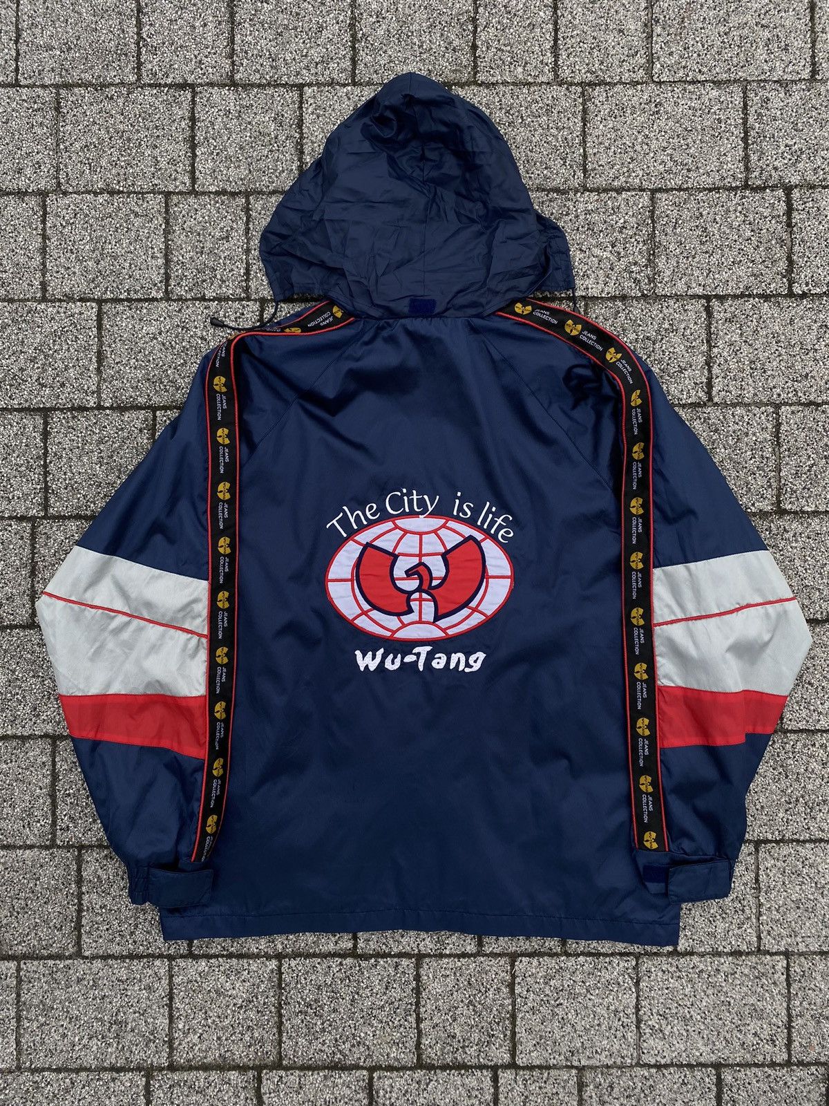 image of Wu Tang Clan x Wutang Vintage Wu Tang Big Logo 1996 Jacket The City Is Life in Navy (Size 2XL)