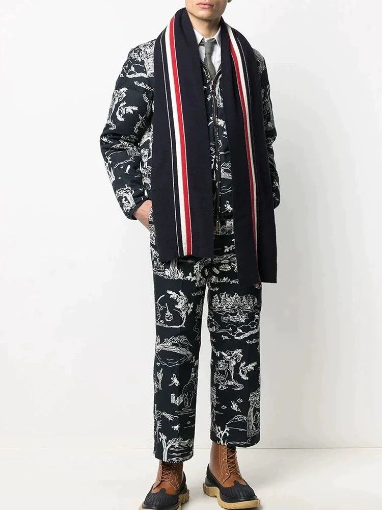 Thom Browne Thom Browne Classic three-color striped scarf Size ONE SIZE - 2 Thumbnail