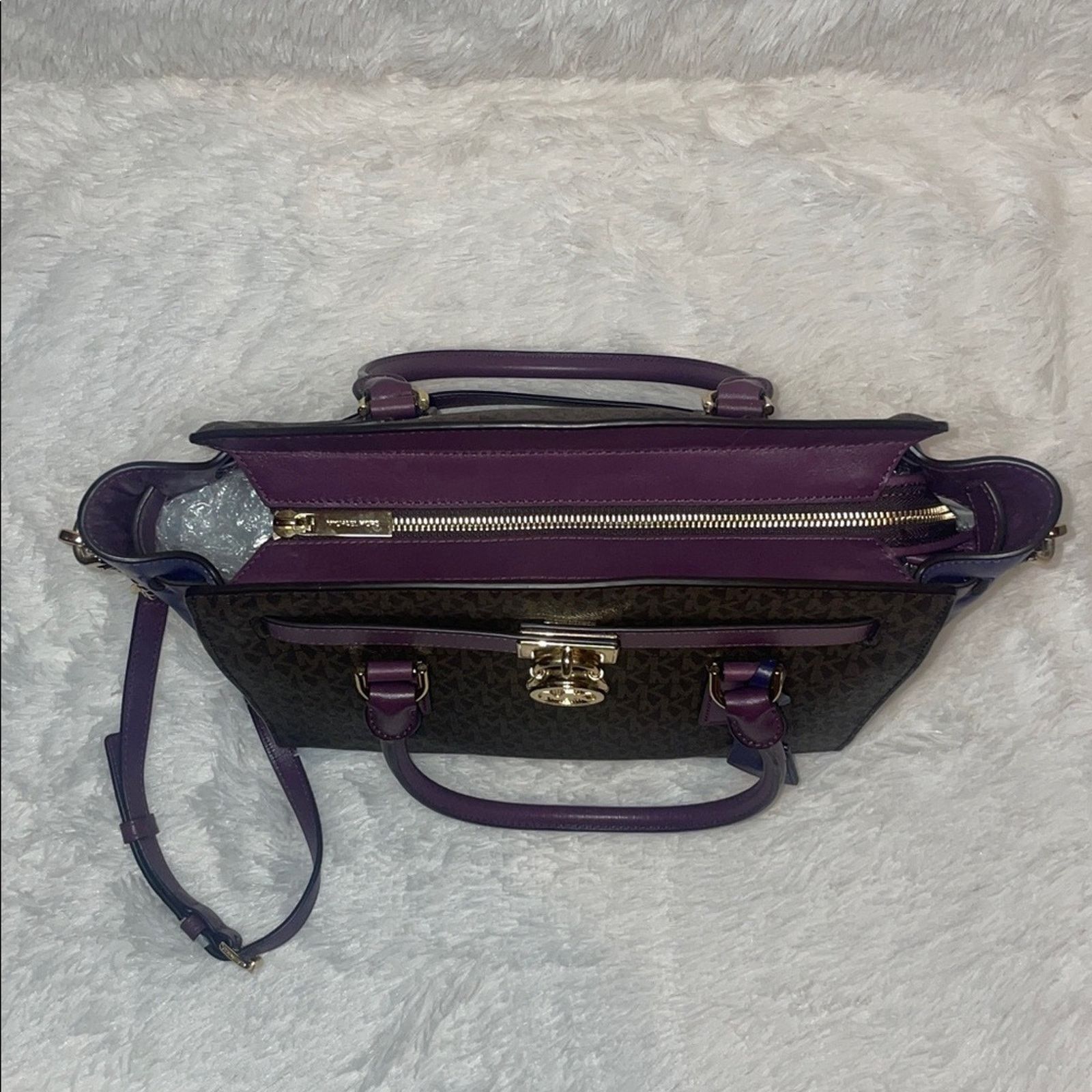 Michael Kors Michael Kors Hamilton Plum Leather Satchel Size ONE SIZE - 12 Thumbnail