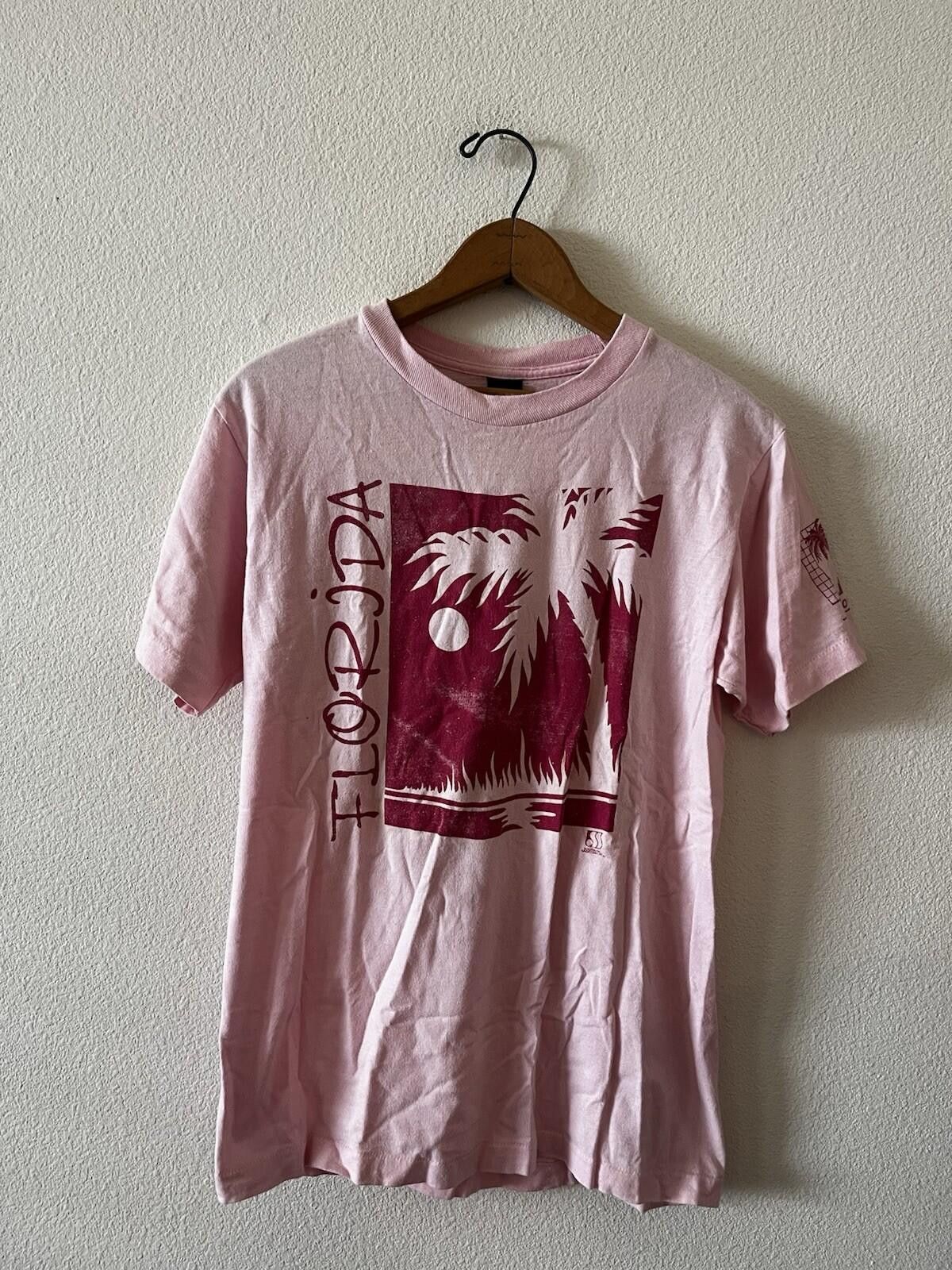 Anvil VTG Florida T-Shirt Pink Single Stitch Anvil Sun Palm Tree M Size US M / EU 48-50 / 2 - 1 Thumbnail